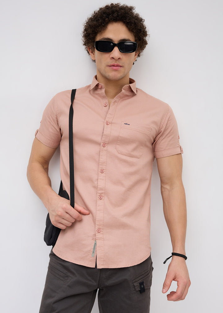 Advota Half Sleeve Solid Shirt: Brick Red