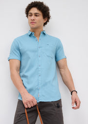 Advota Half Sleeve Solid Shirt: Aqua