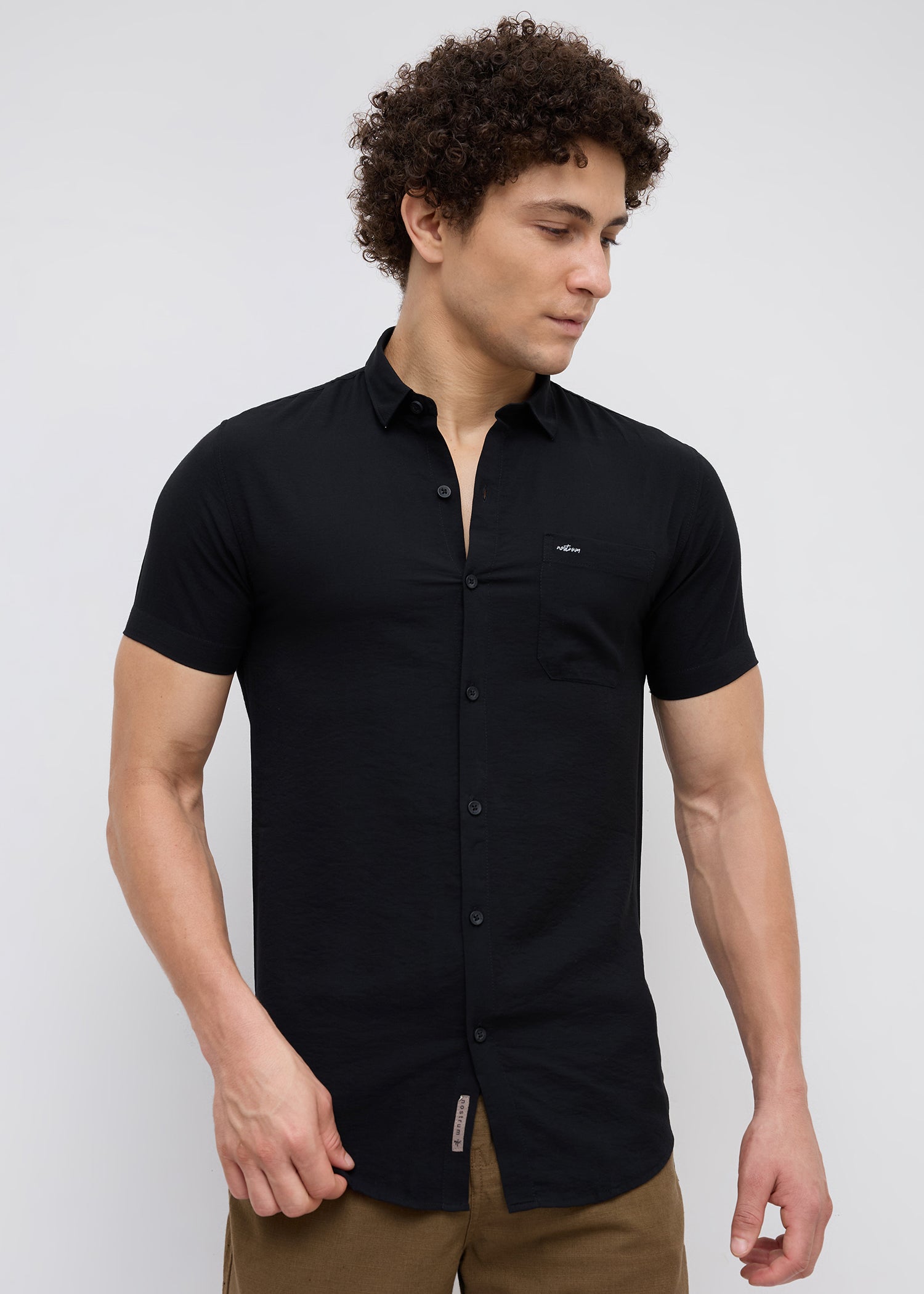 Vindicate Solid Casual Shirt: Black