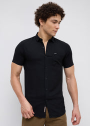 Vindicate Solid Casual Shirt: Black