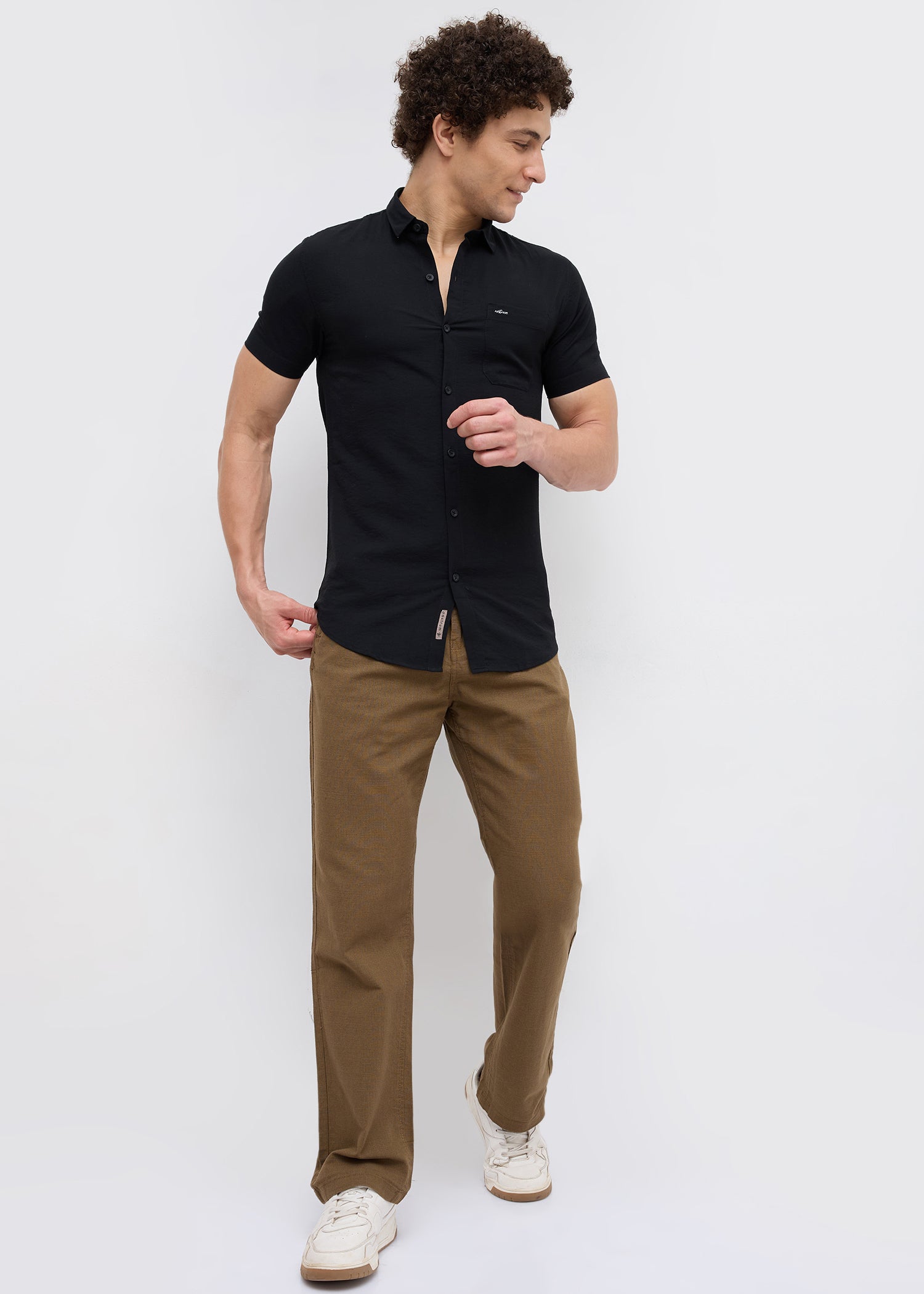 Vindicate Solid Casual Shirt: Black