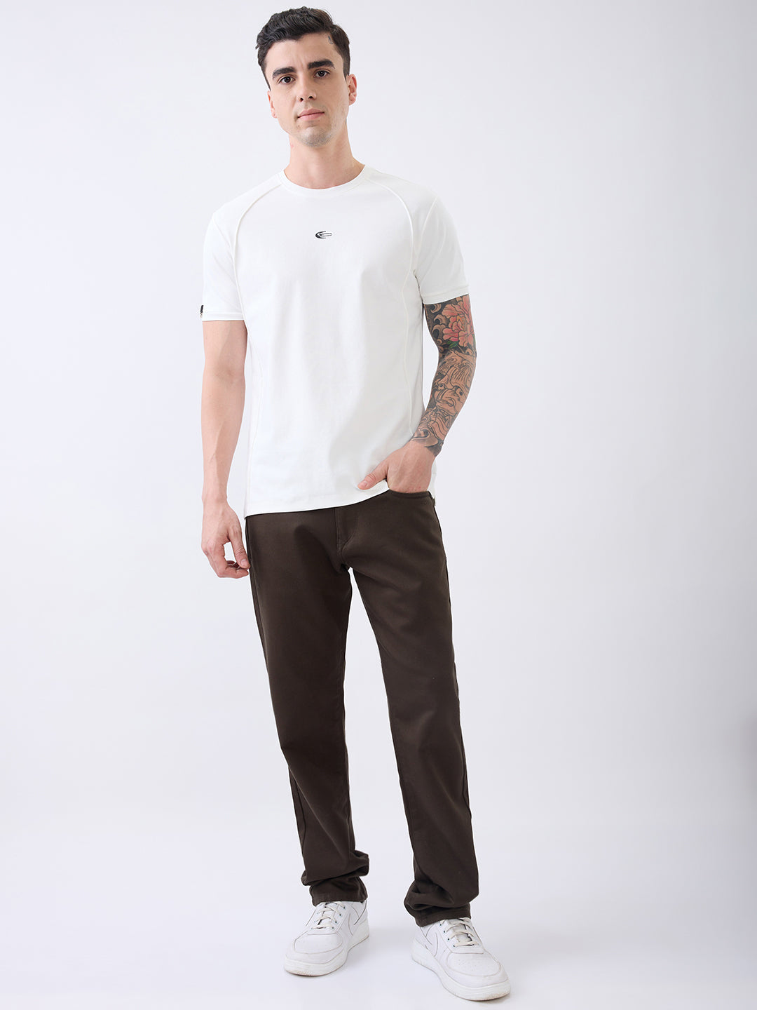 Clues Solid T-Shirt: White