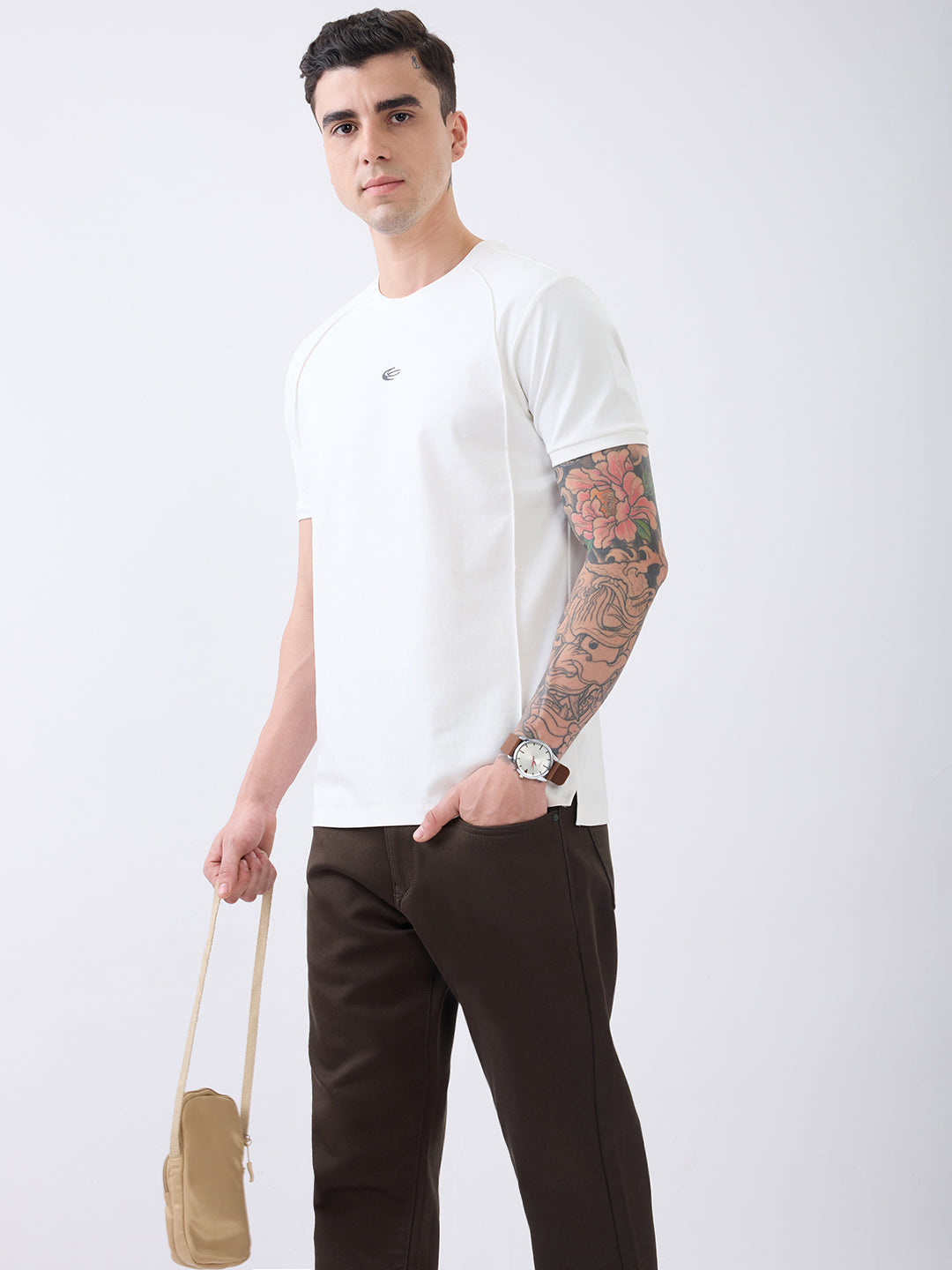 Clues Solid T-Shirt: White