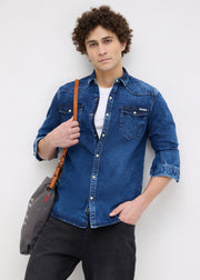 Fanfare Denim Shirt: Blue