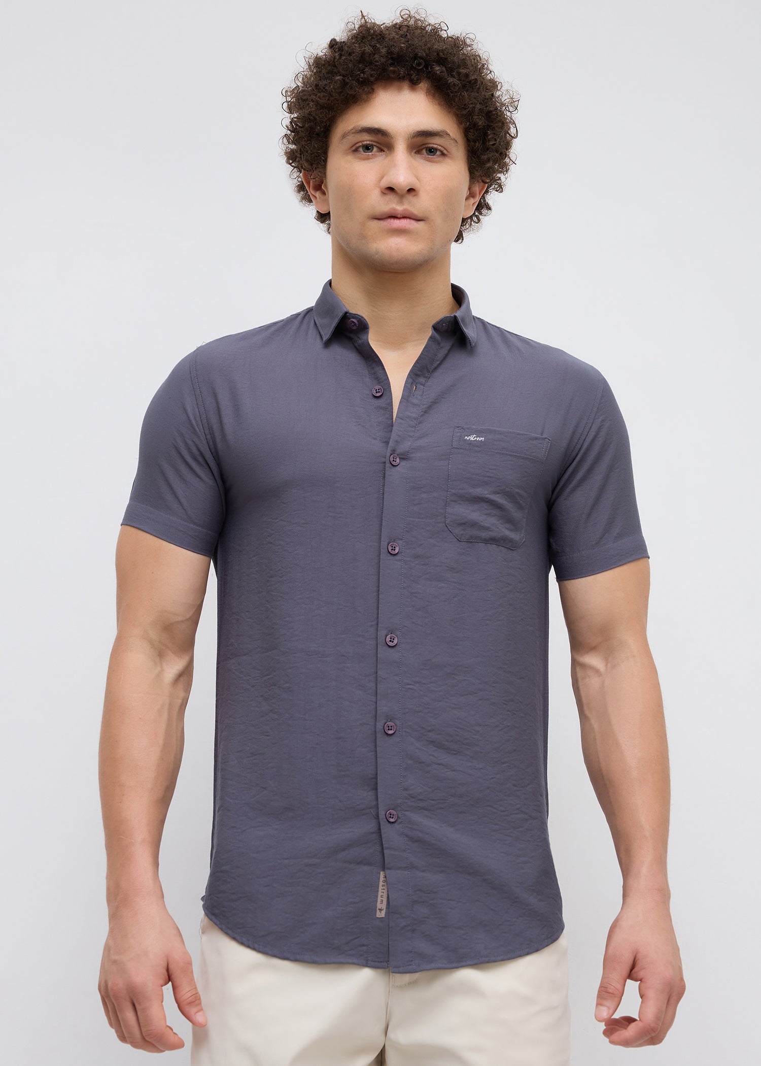 Vindicate Solid Casual Shirt: Charcoal