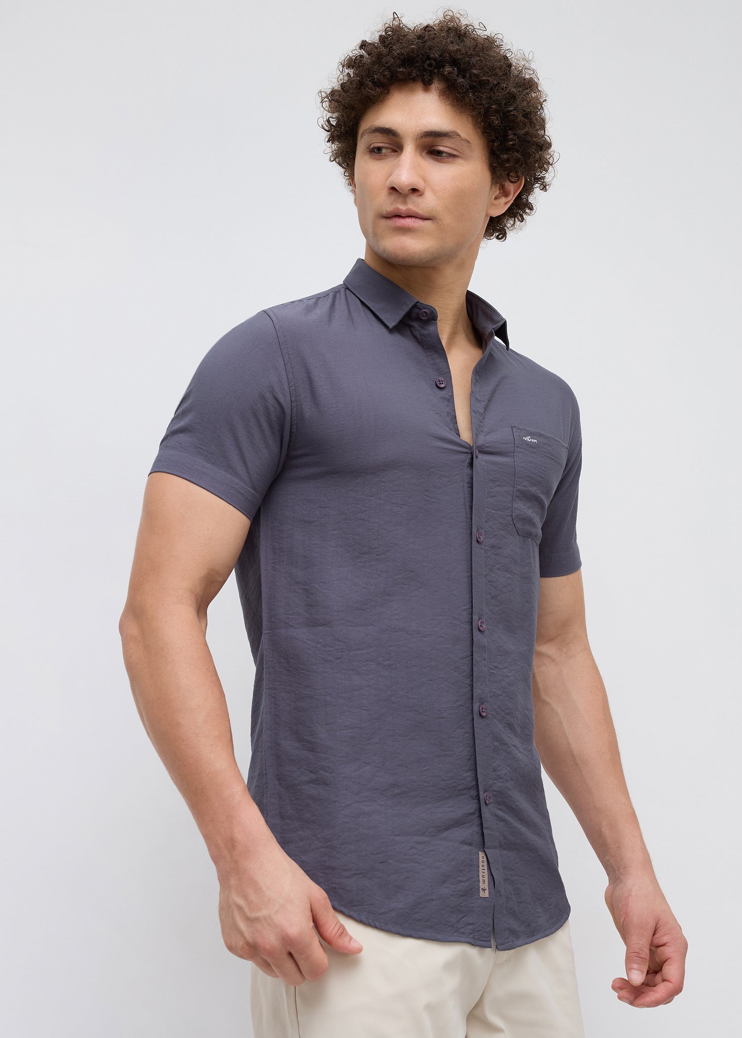 Vindicate Solid Casual Shirt: Charcoal