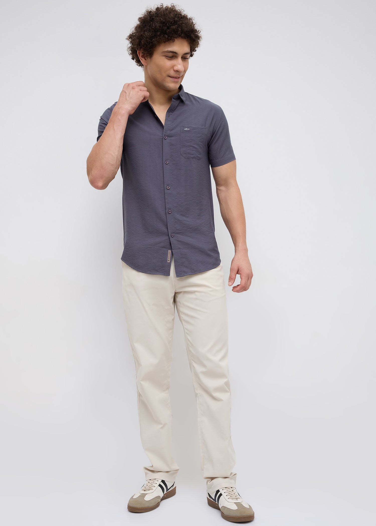 Vindicate Solid Casual Shirt: Charcoal