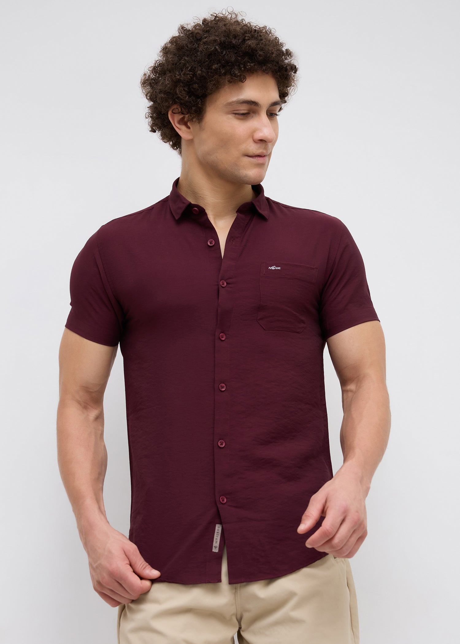 Vindicate Solid Casual Shirt: Wine
