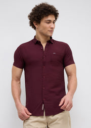 Vindicate Solid Casual Shirt: Wine