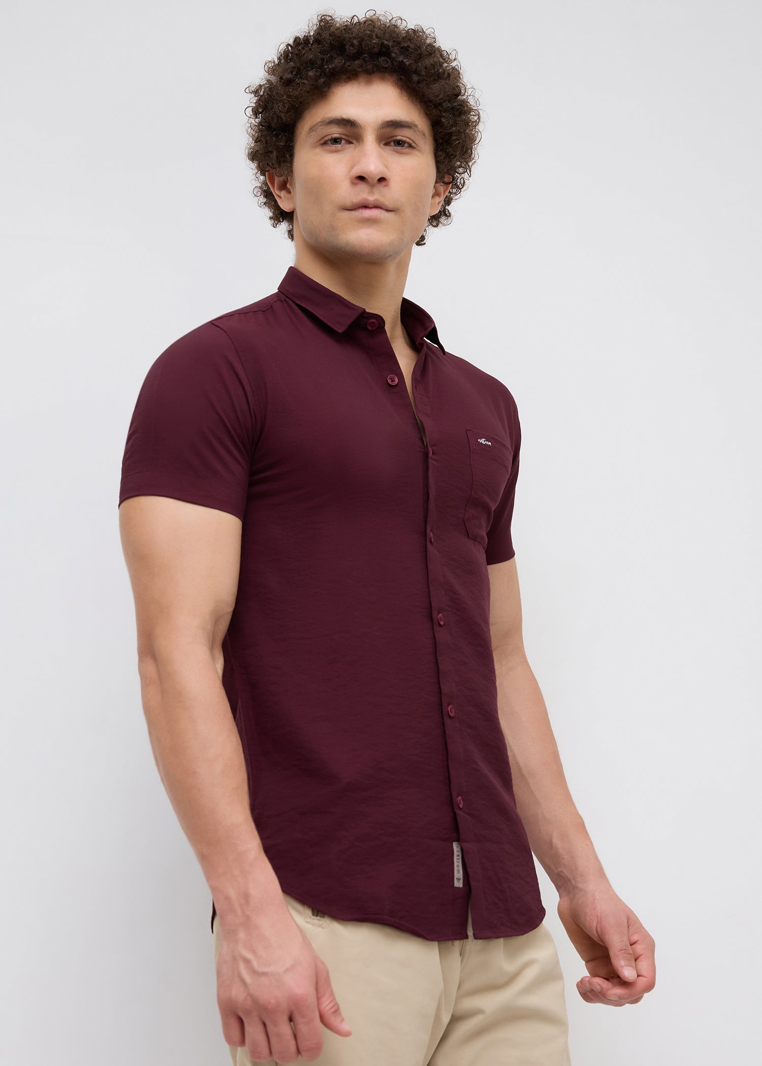 Vindicate Solid Casual Shirt: Wine