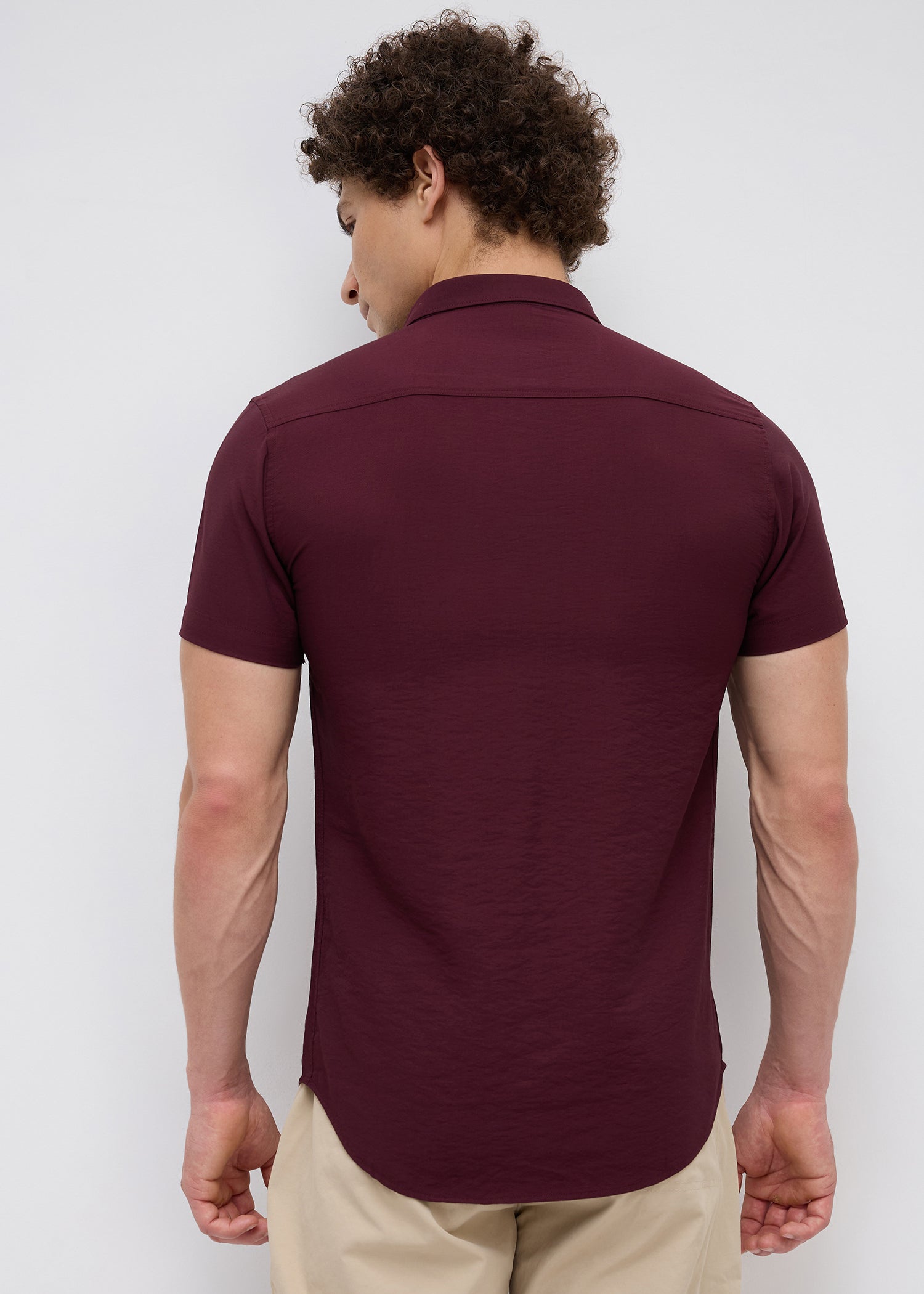 Vindicate Solid Casual Shirt: Wine