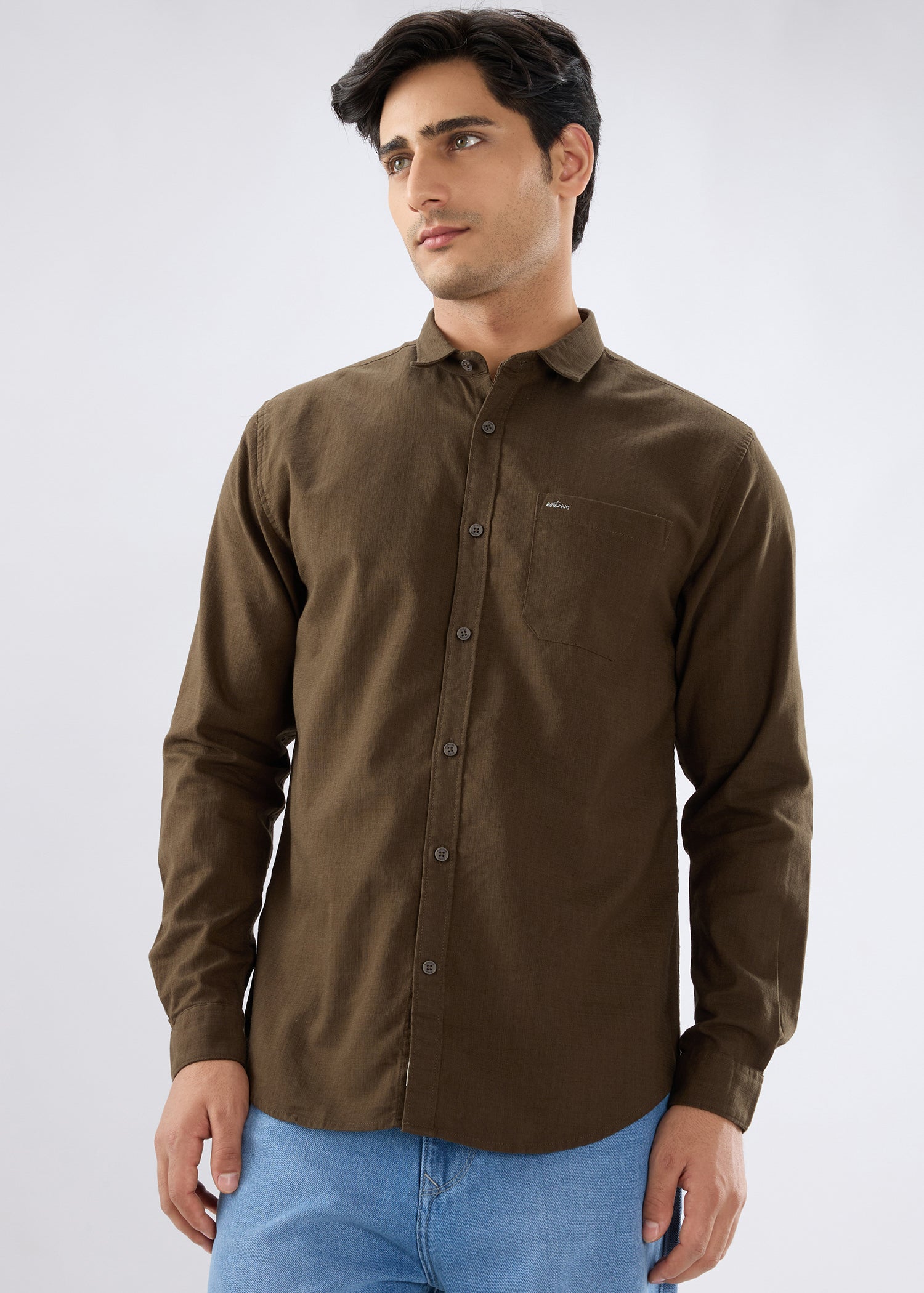 Contain Solid Full Sleeve Shirt