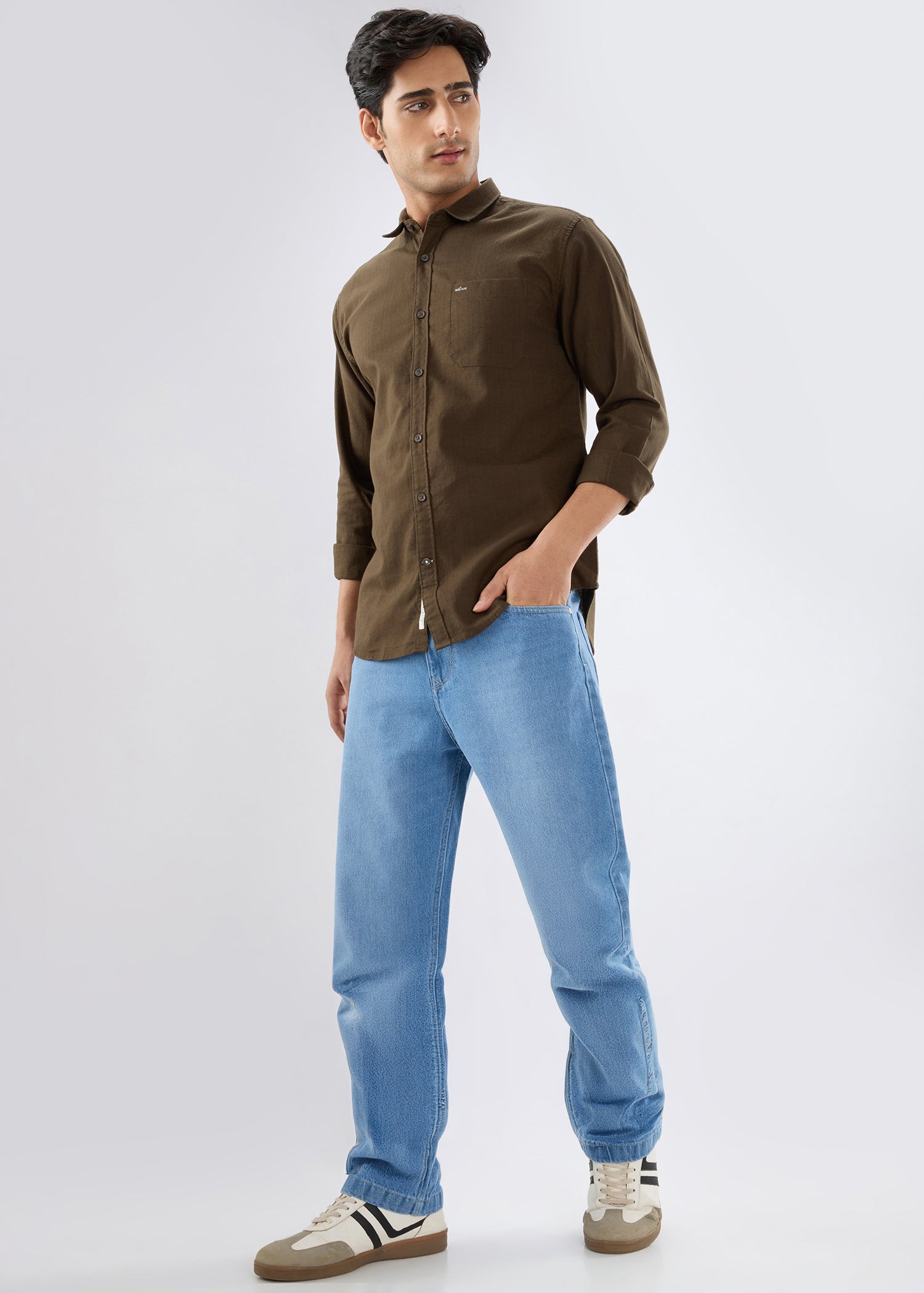 Contain Solid Full Sleeve Shirt