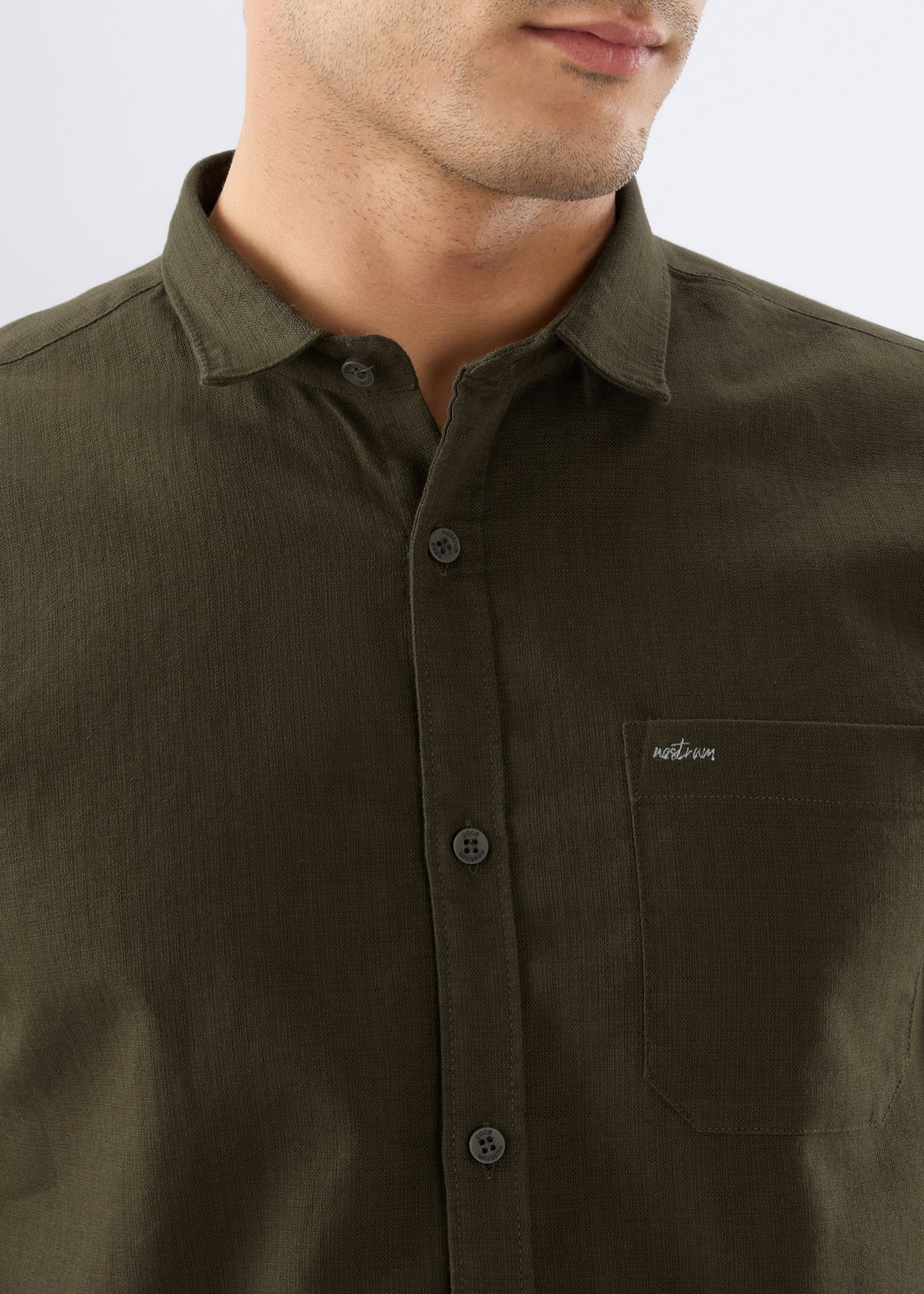 Contain Solid Full Sleeve Shirt: Brown