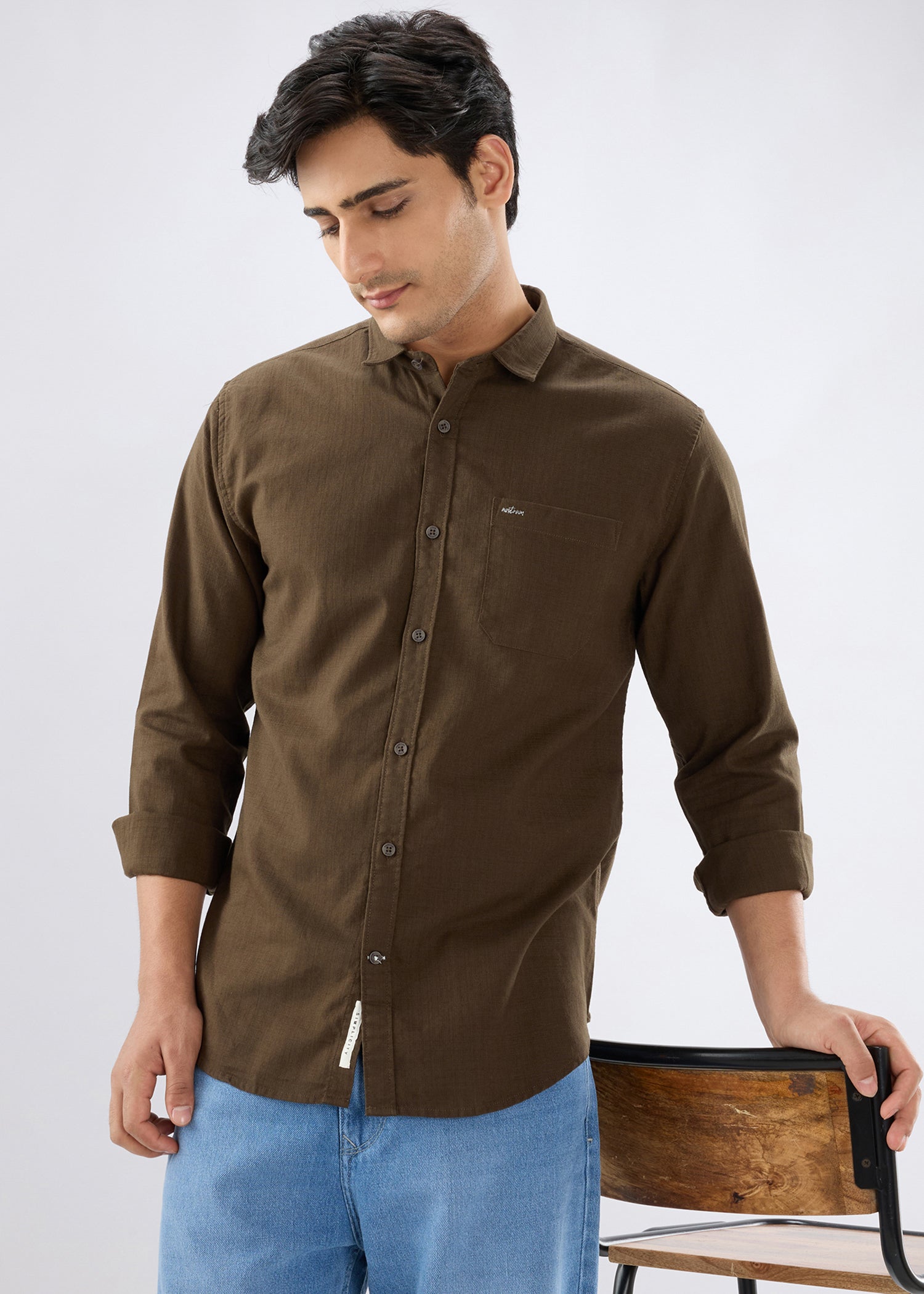 Contain Solid Full Sleeve Shirt