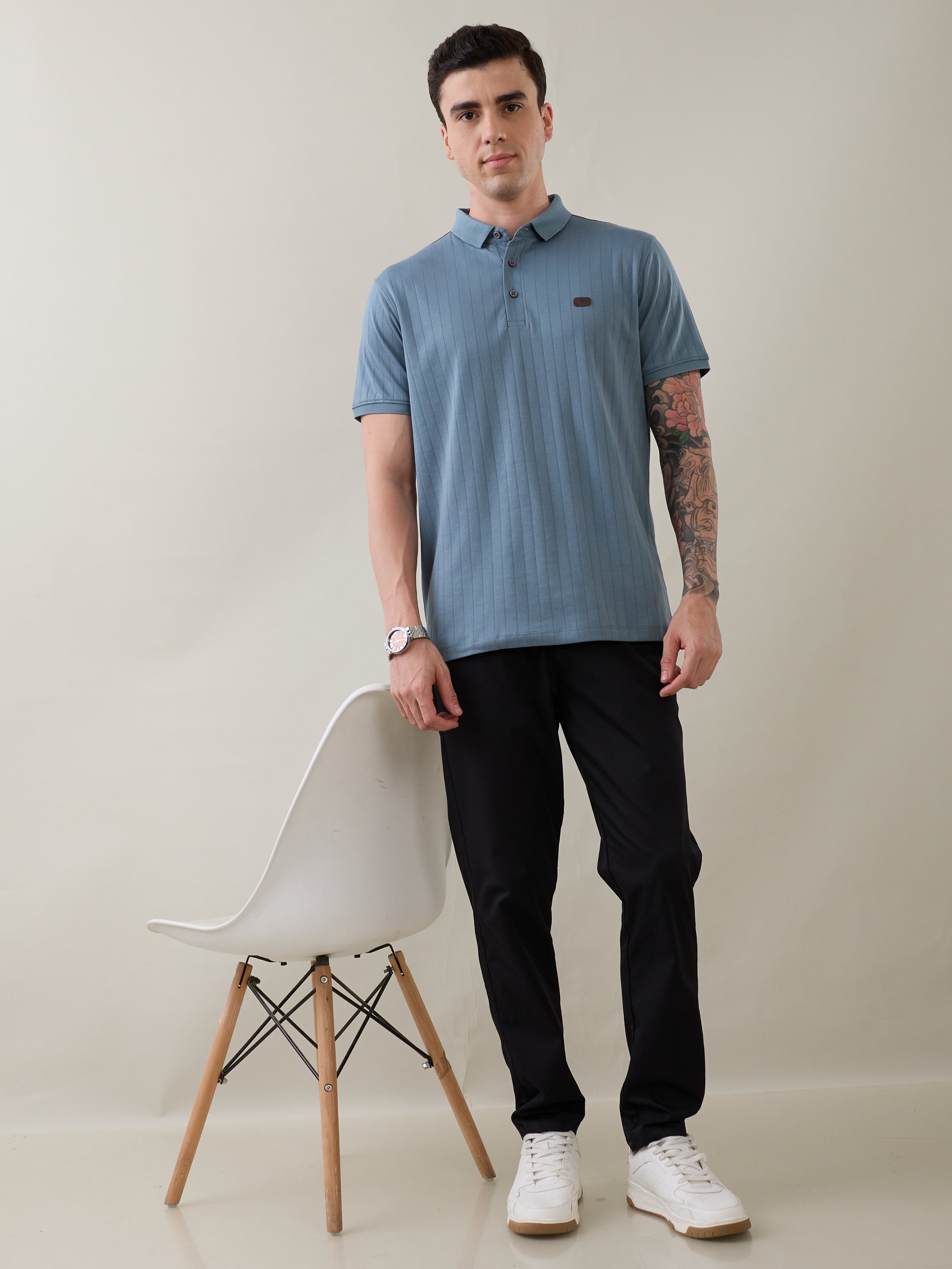 Kinetic Knit Polo T-shirt: L.Blue