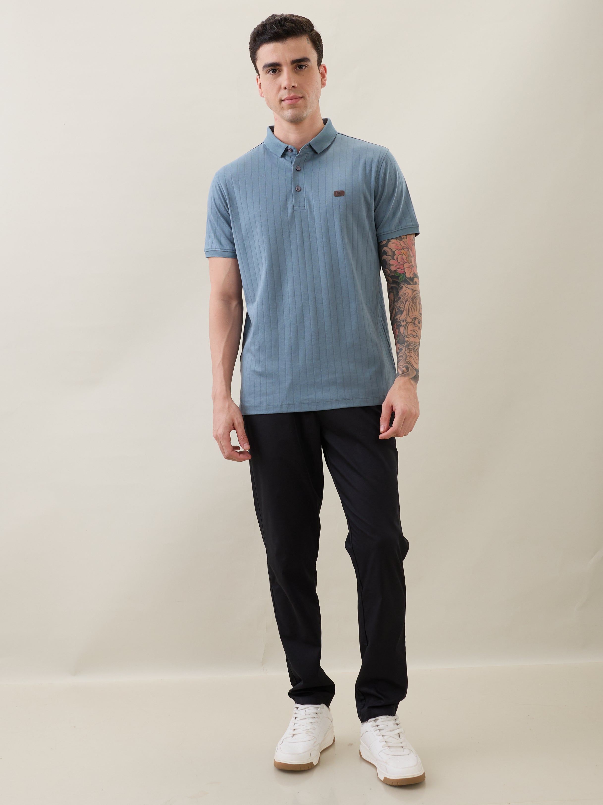 Kinetic Knit Polo T-shirt: L.Blue