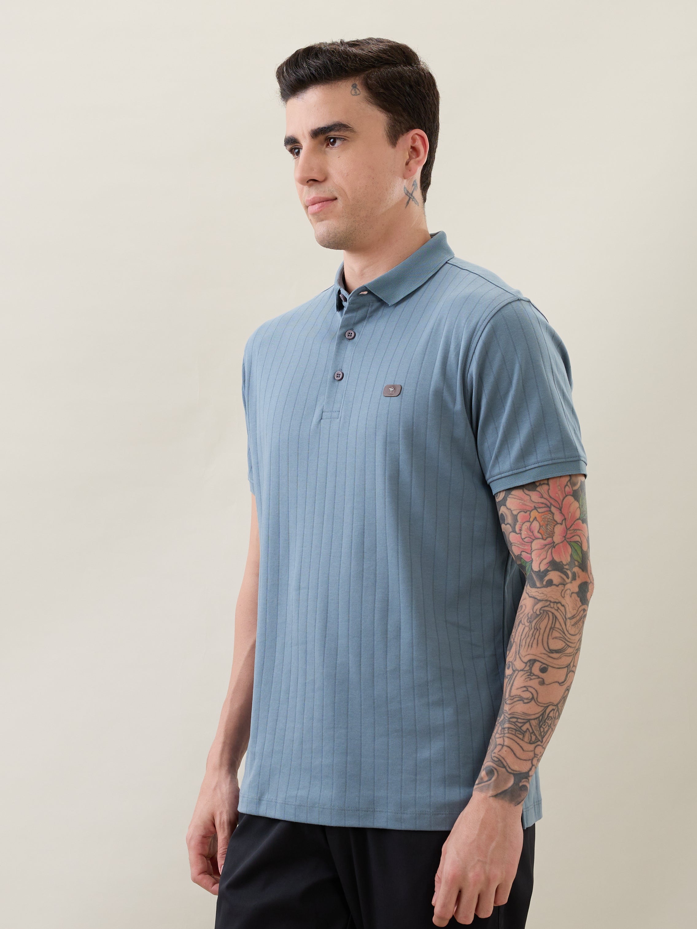 Kinetic Knit Polo T-shirt: L.Blue