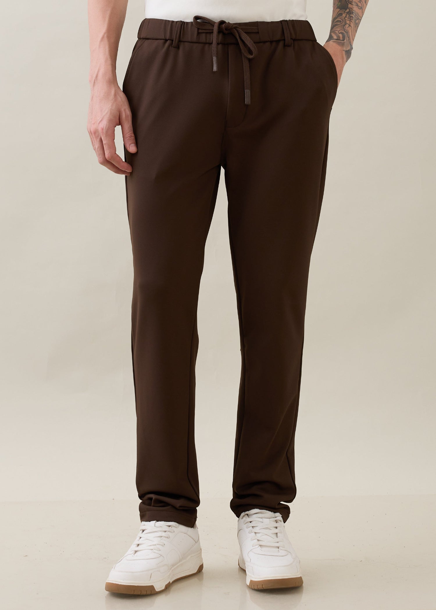 Baglis Cotton Self Fit Trouser: Brown