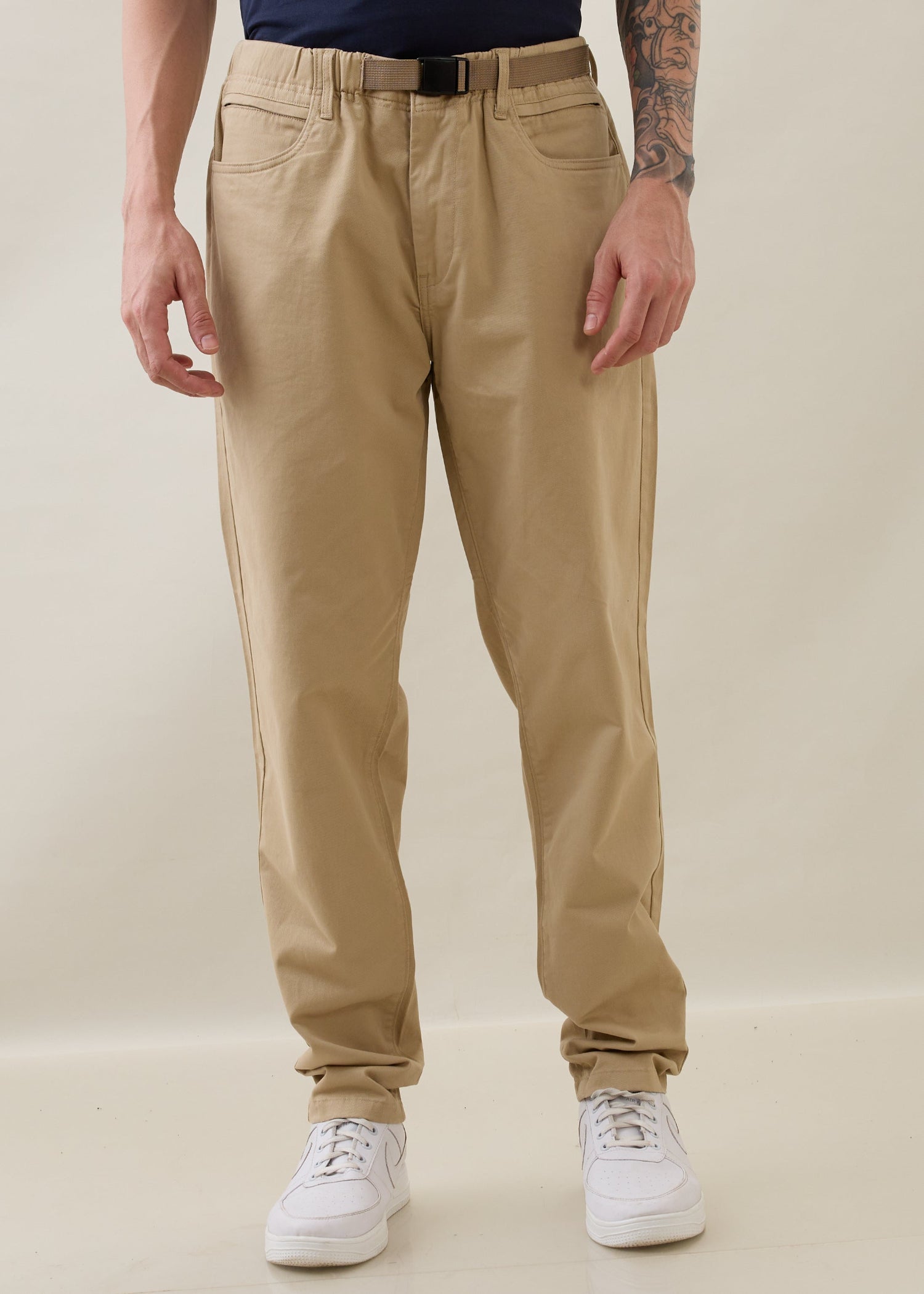 Therry Cotton Relaxed Fit Trouser: Khaki