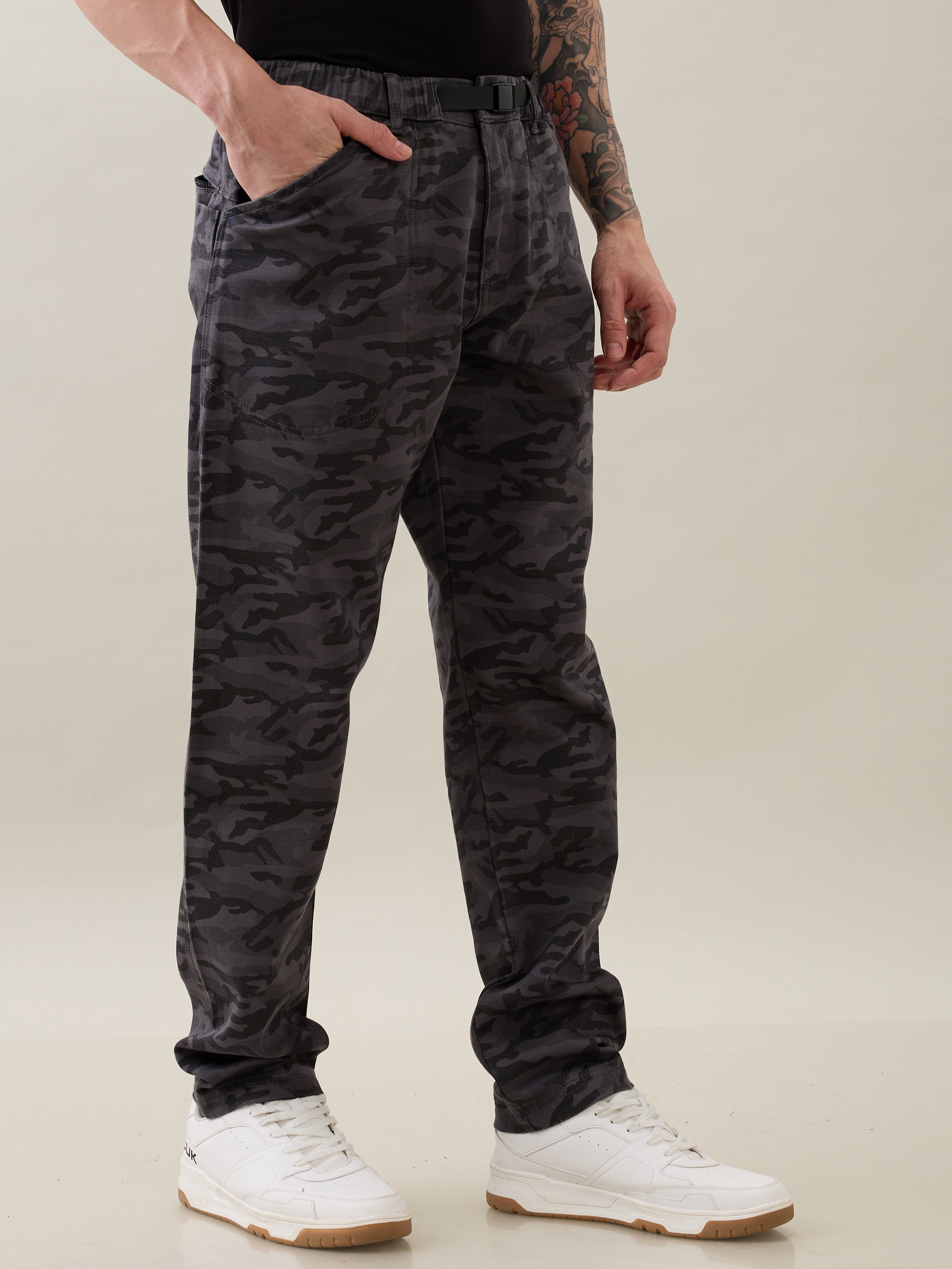 Nostrum Crimson Cotton Camouflage Cargo