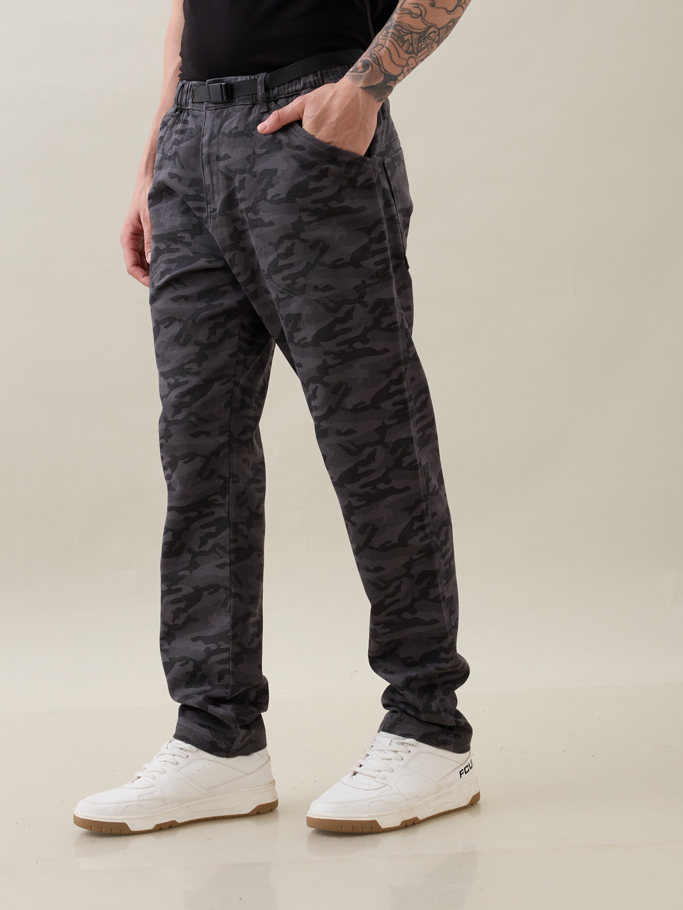 Nostrum Crimson Cotton Camouflage Cargo