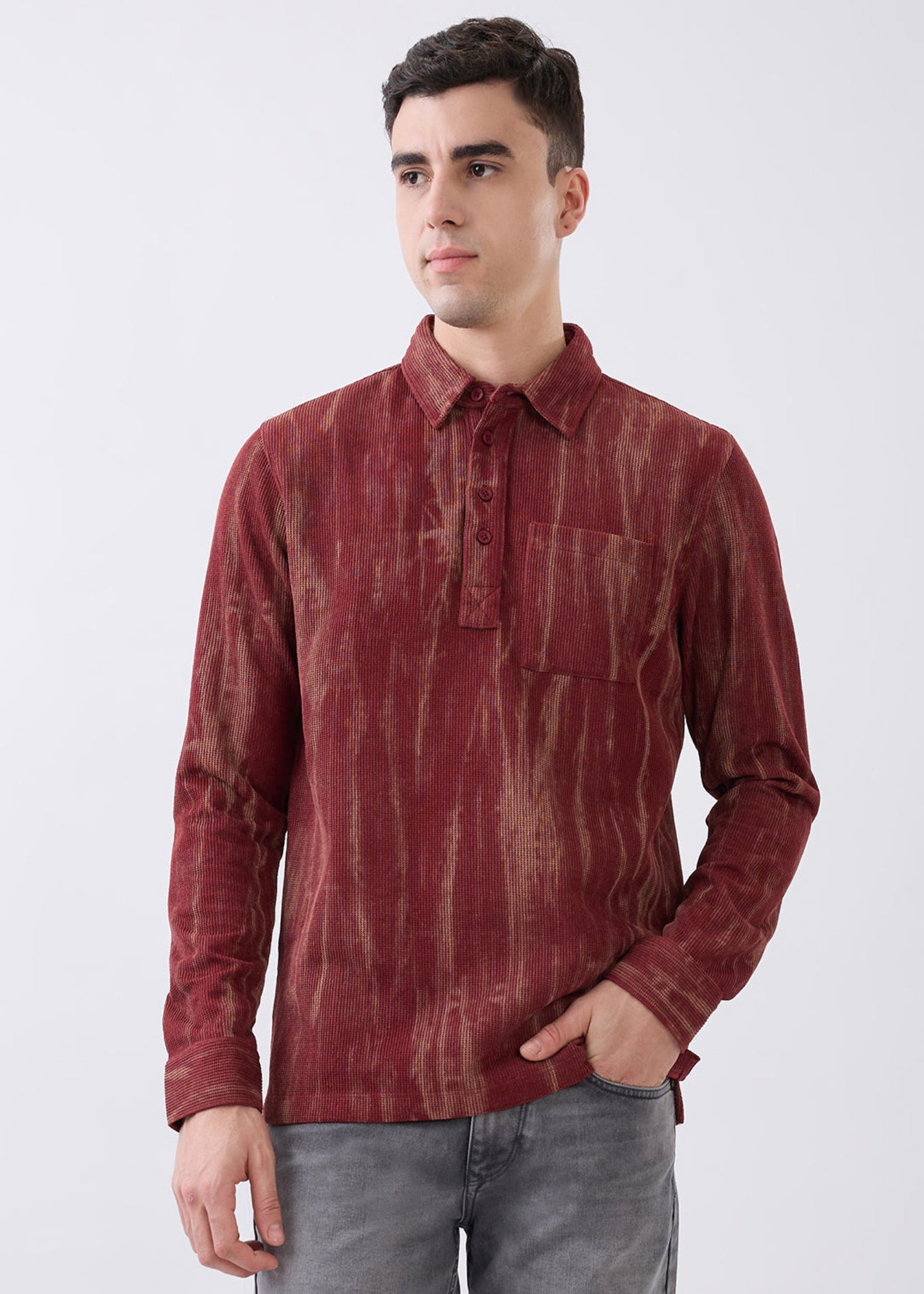 Marble Print Kurta: Rust