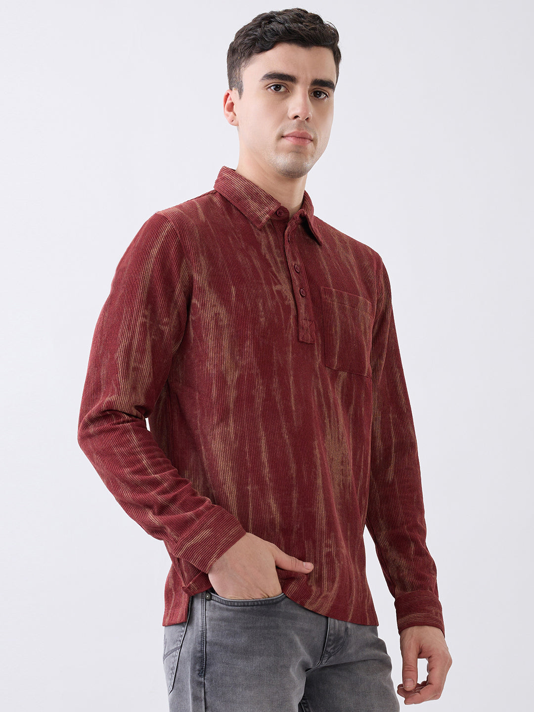 Marble Print Polo T-Shirt: Rust