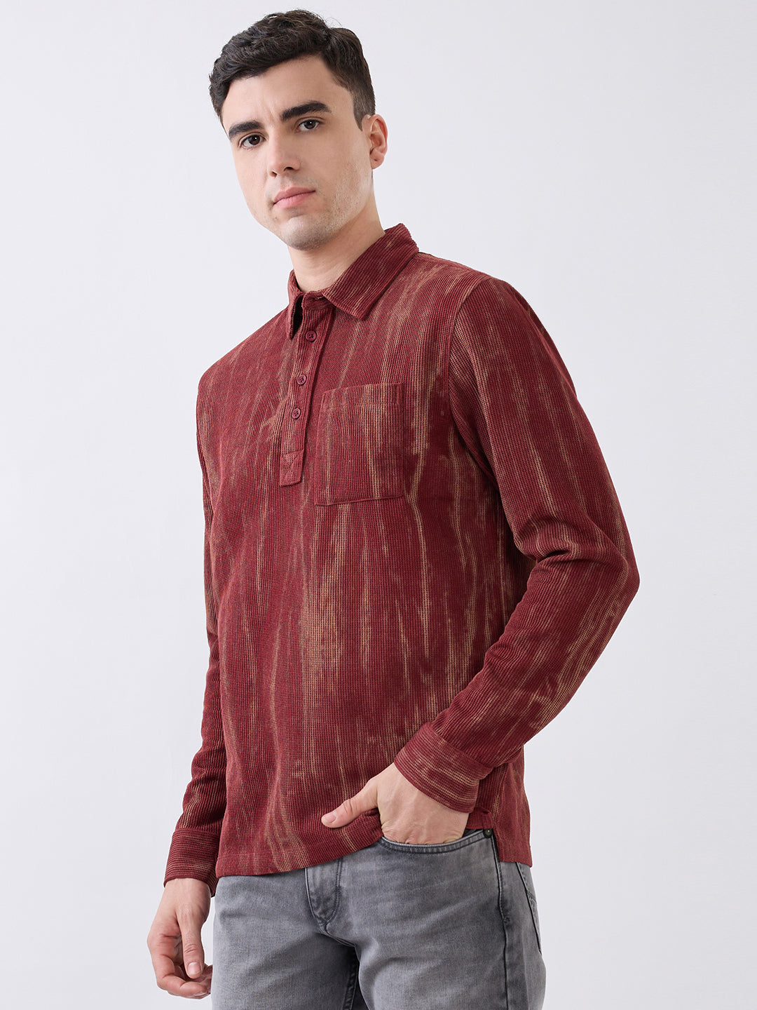Marble Print Polo T-Shirt: Rust