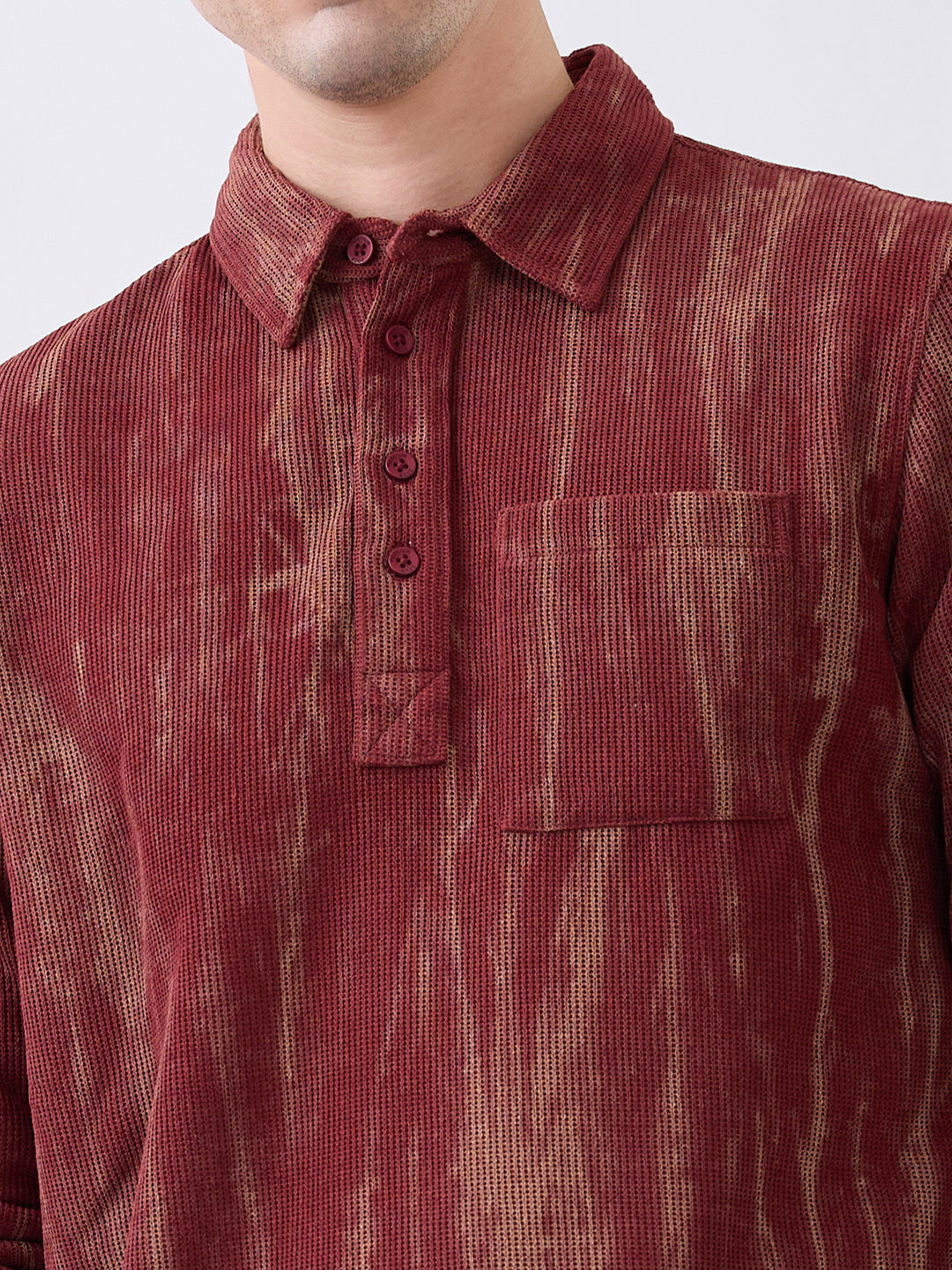 Marble Print Polo T-Shirt: Rust