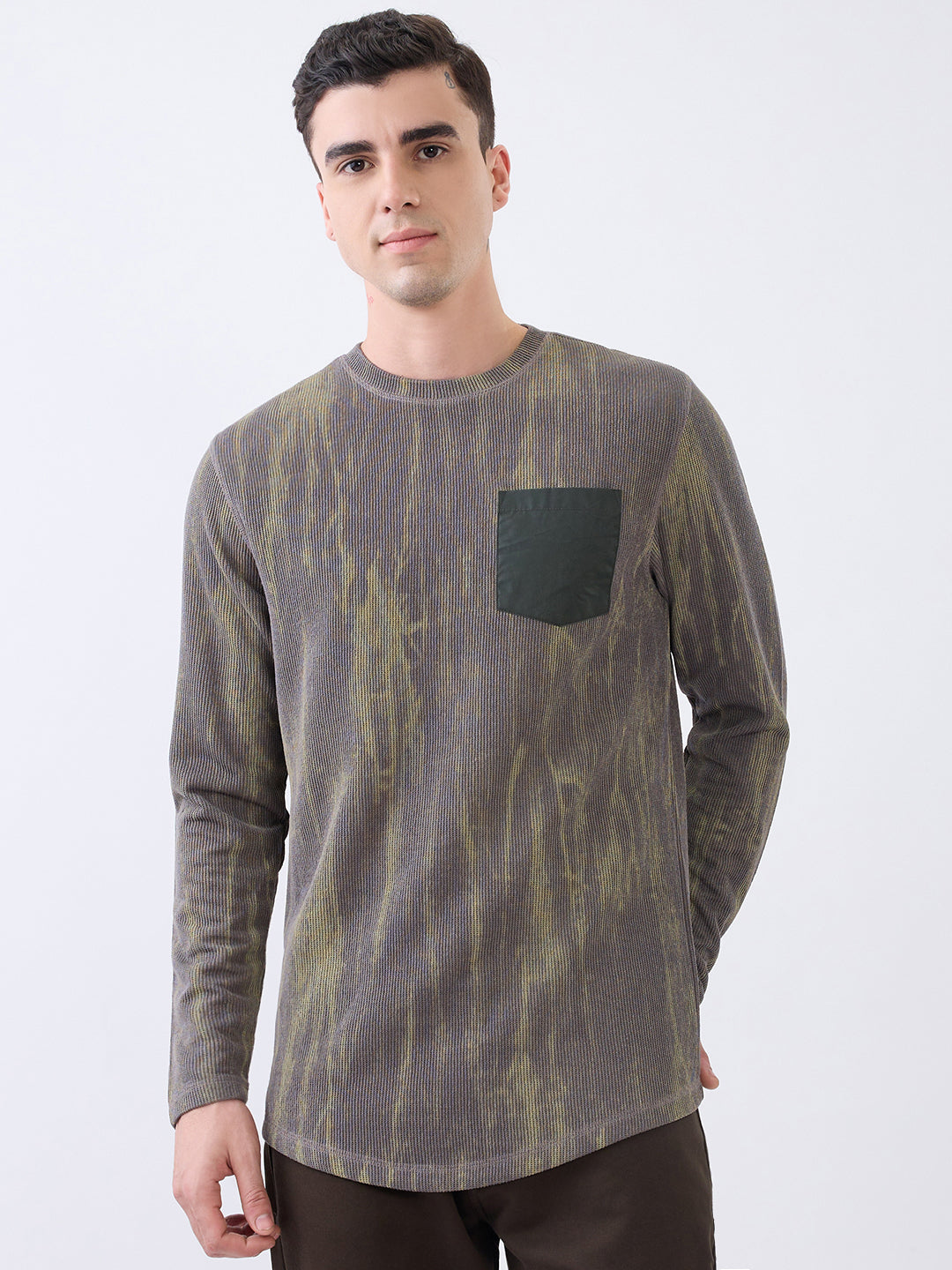 Pockets Distressed Pullover: Mouse