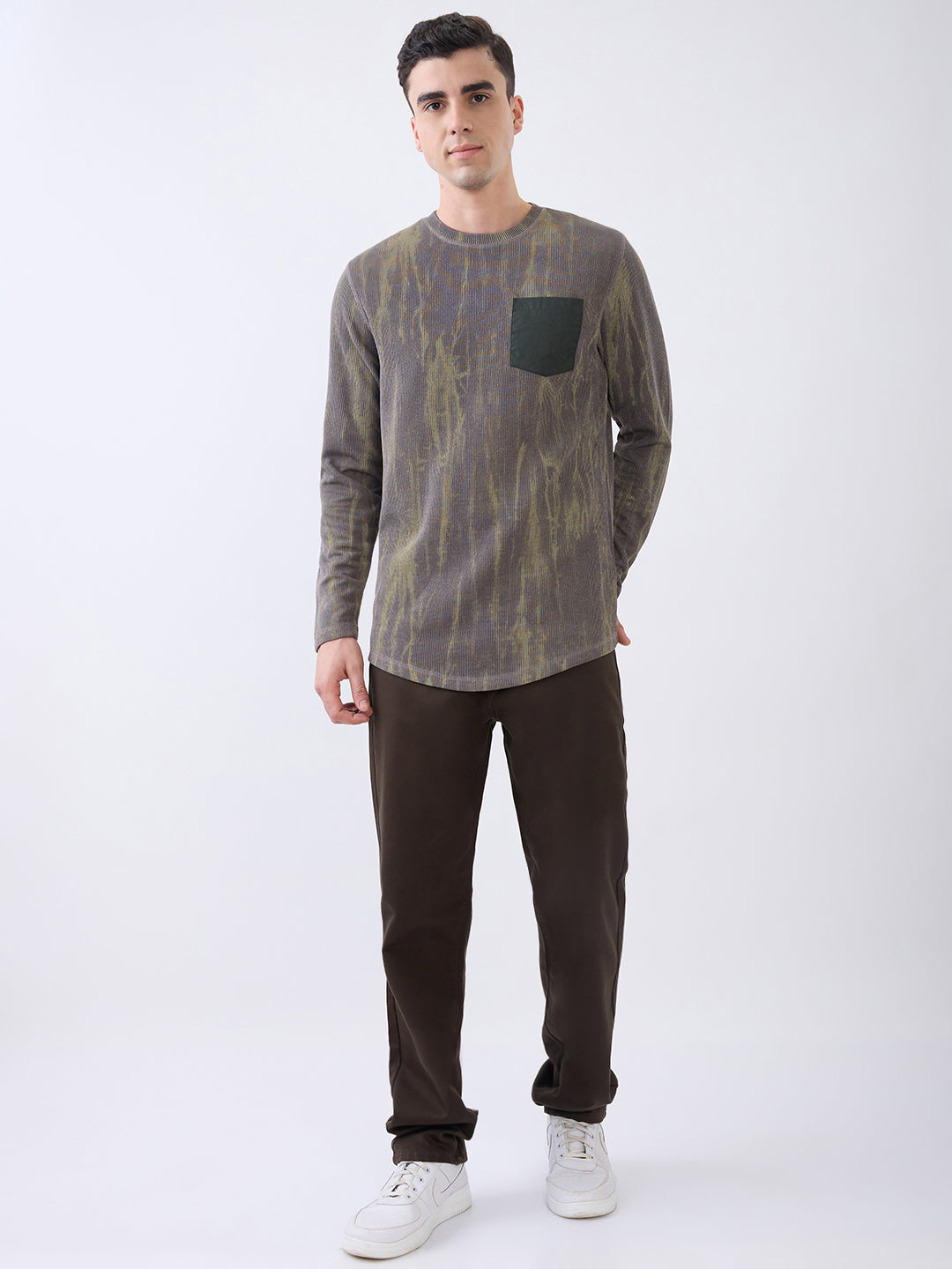 Pockets Distressed Pullover: Mouse