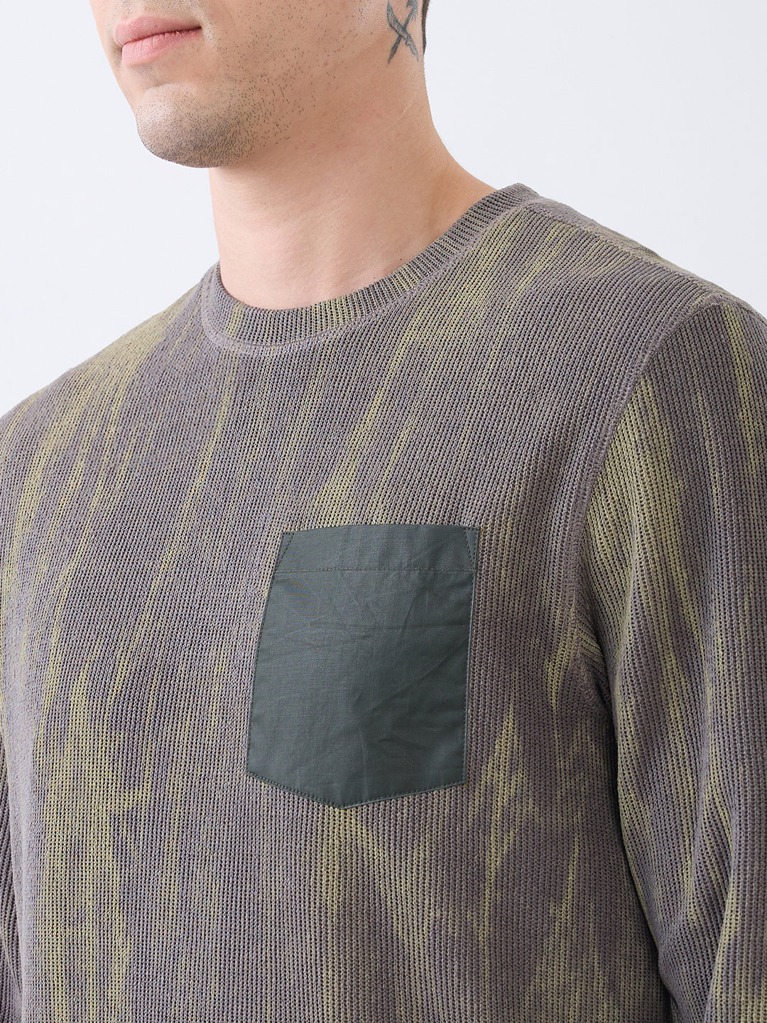 Pockets Distressed Pullover: Mouse