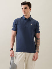 Topper Striped Shoulder Polo T-Shirt: Airforce Blue