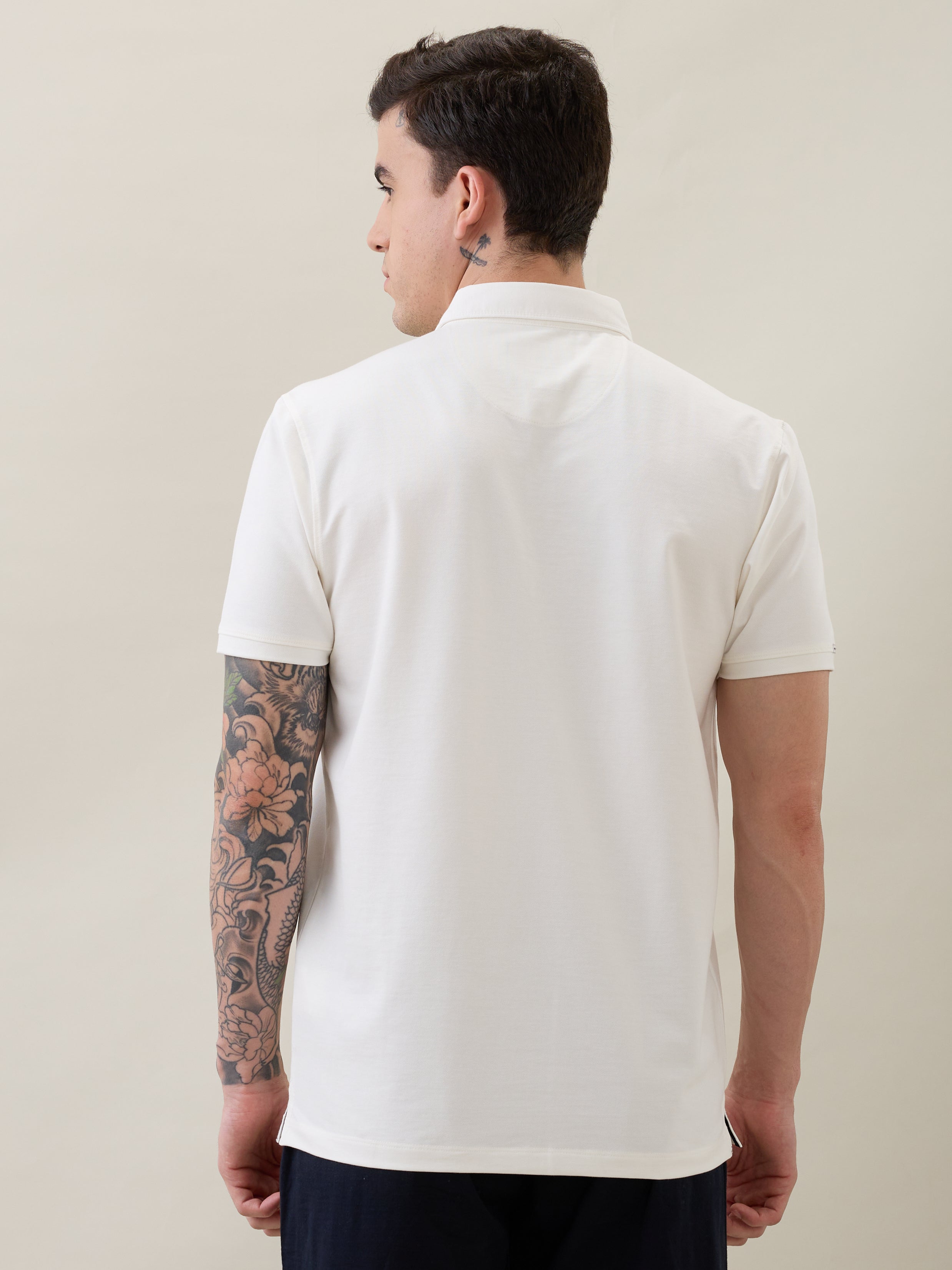 Catching Printed Polo T-shirt: White