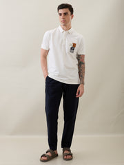 Catching Printed Polo T-shirt: White