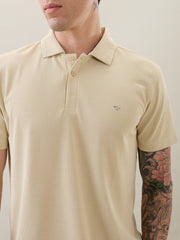 Madrin Textured Polo T-Shirt: Cream