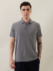 Madrin Textured Polo T-Shirt: Charcoal
