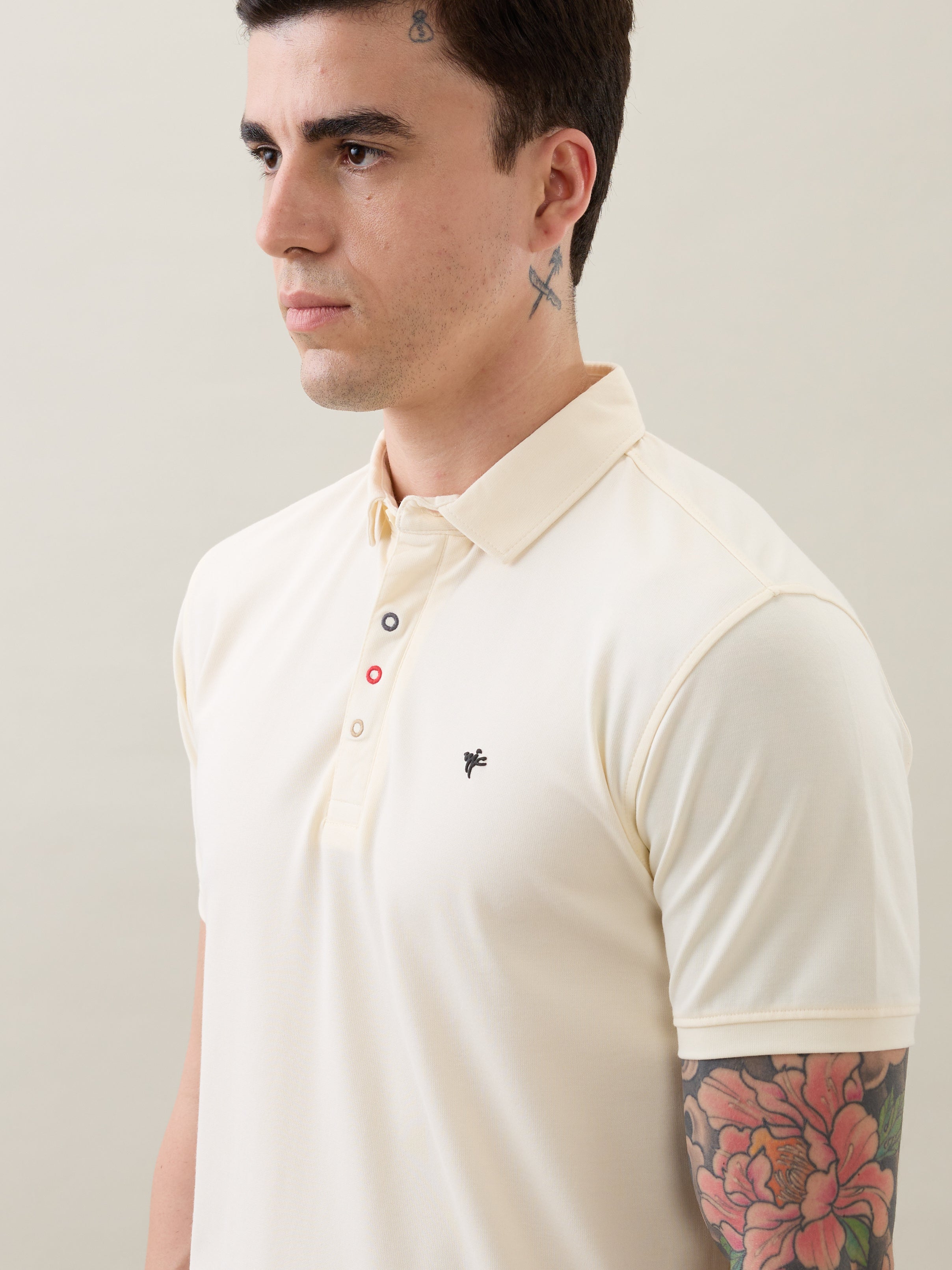 Tuxedo Solid Polo T-Shirt: Cream