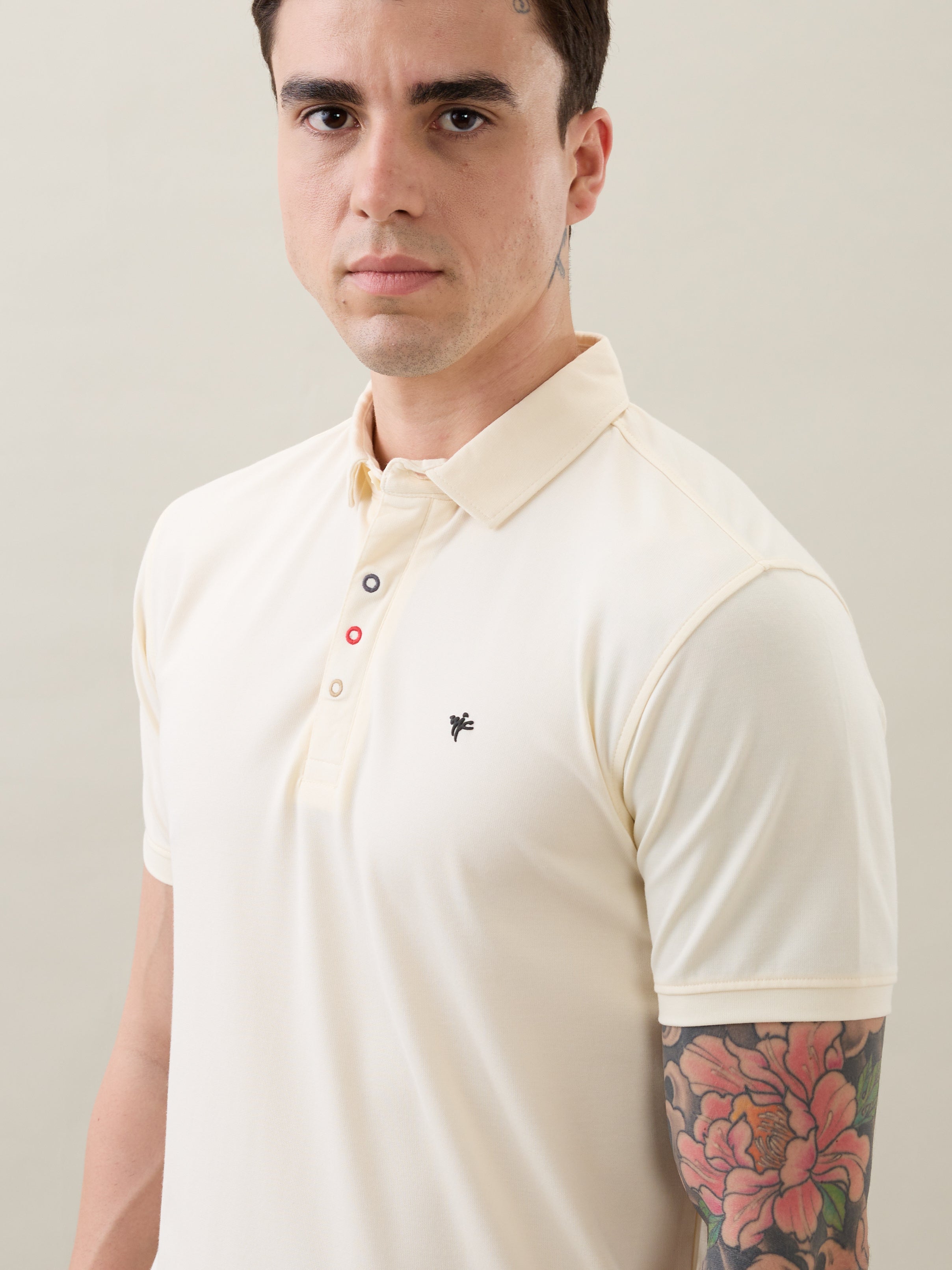 Tuxedo Solid Polo T-Shirt: Cream