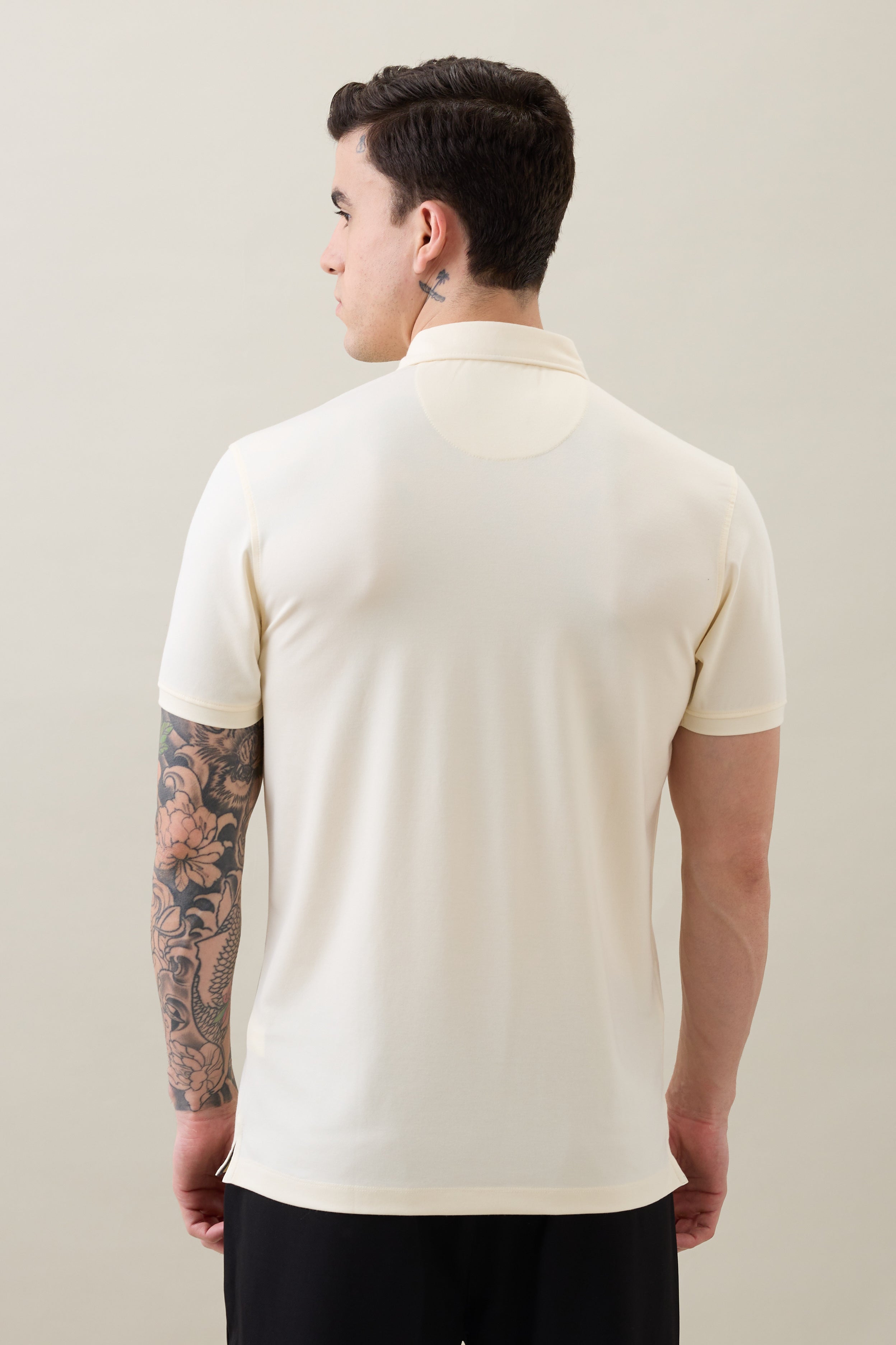 Tuxedo Solid Polo T-Shirt: Cream