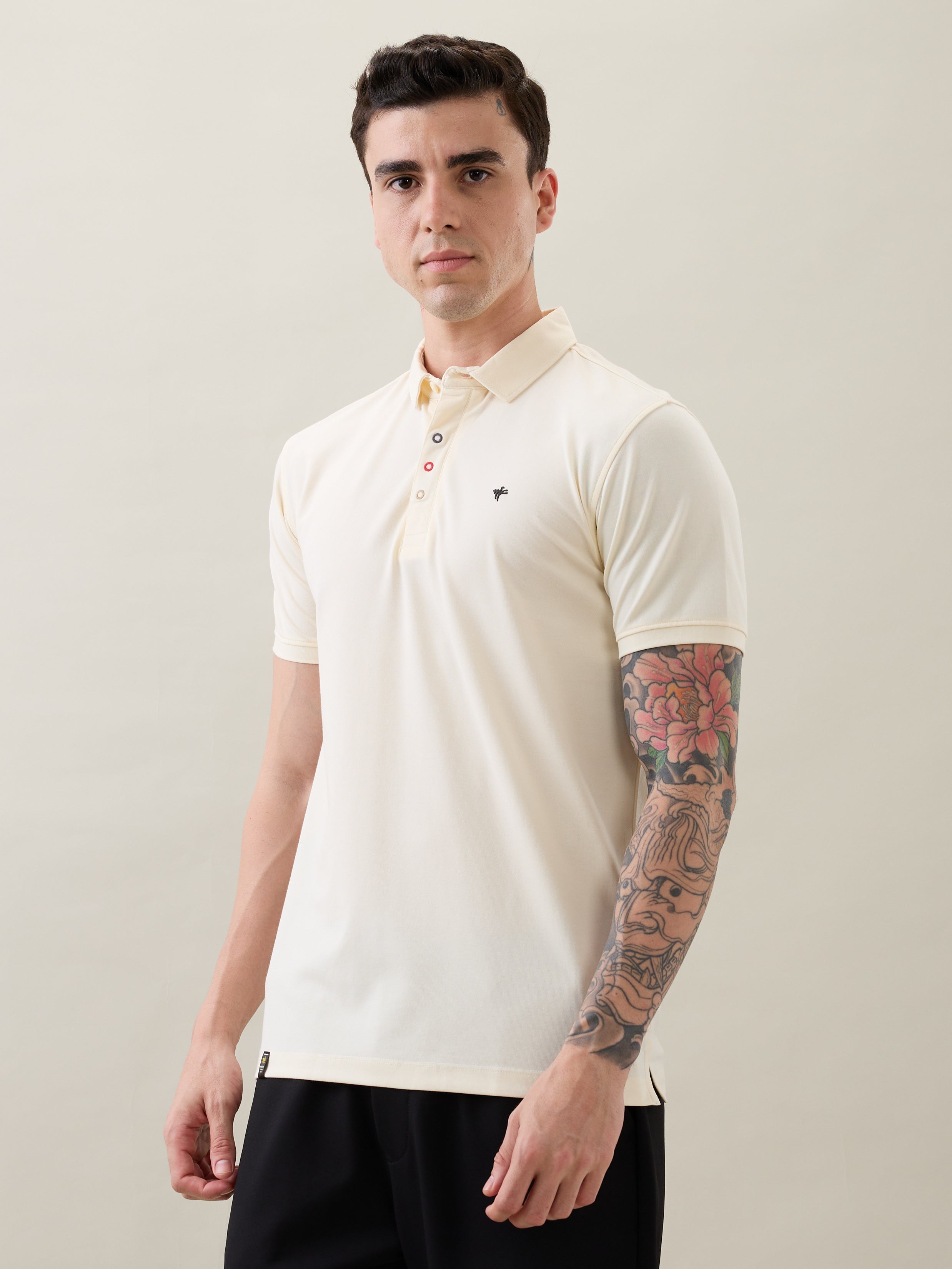 Tuxedo Solid Polo T-Shirt: Cream