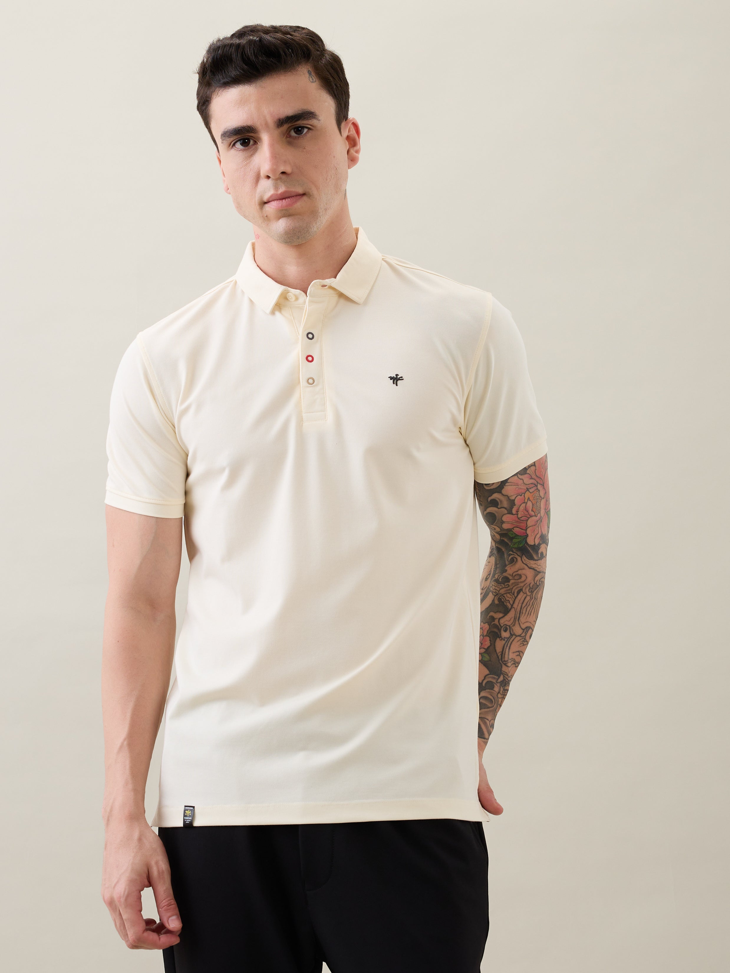 Tuxedo Solid Polo T-Shirt: Cream