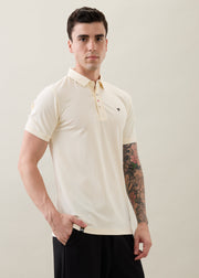 Tuxedo Solid Polo T-Shirt: Cream