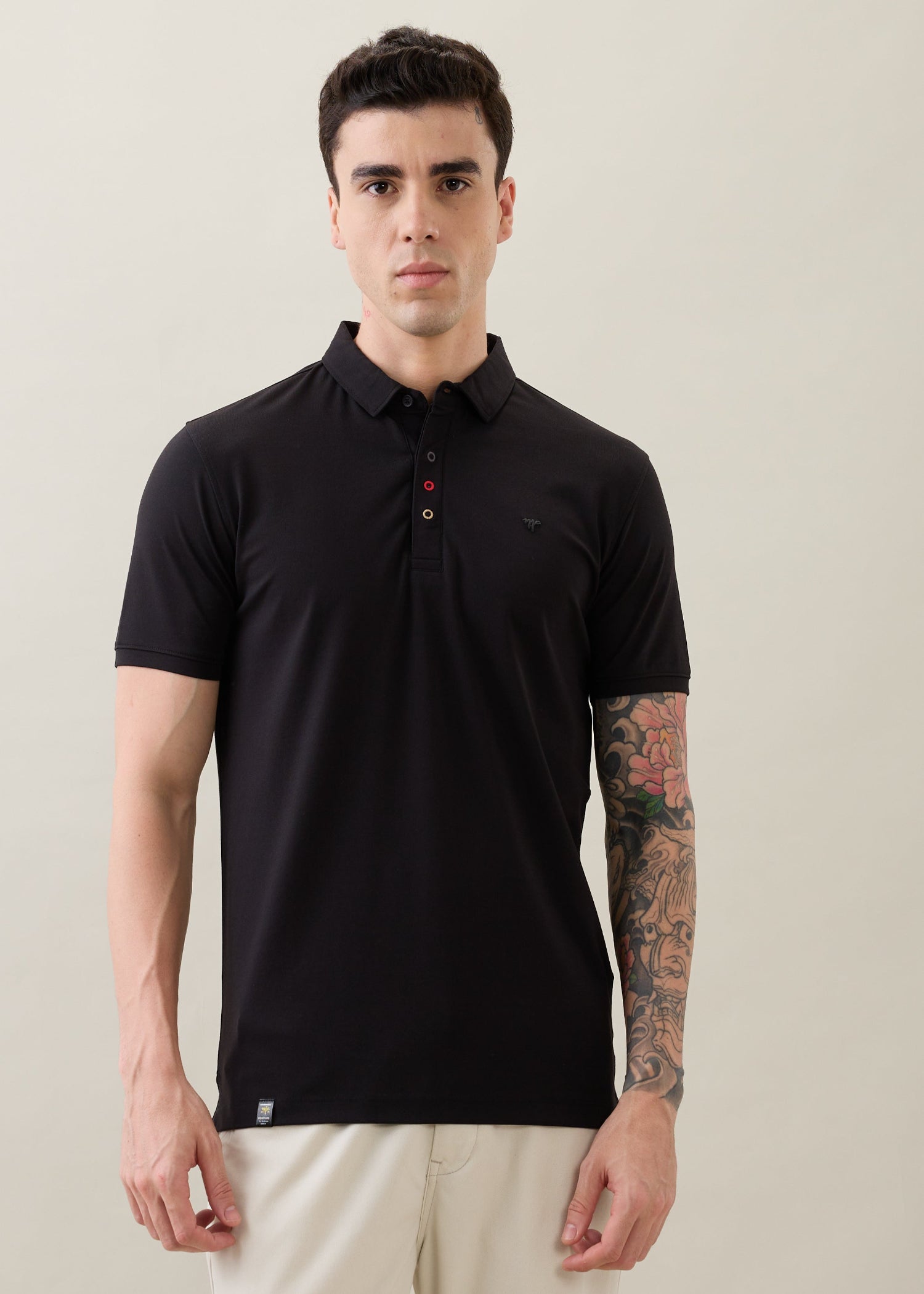 Tuxedo Solid Polo T-Shirt: Black
