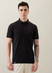 Tuxedo Solid Polo T-Shirt: Black