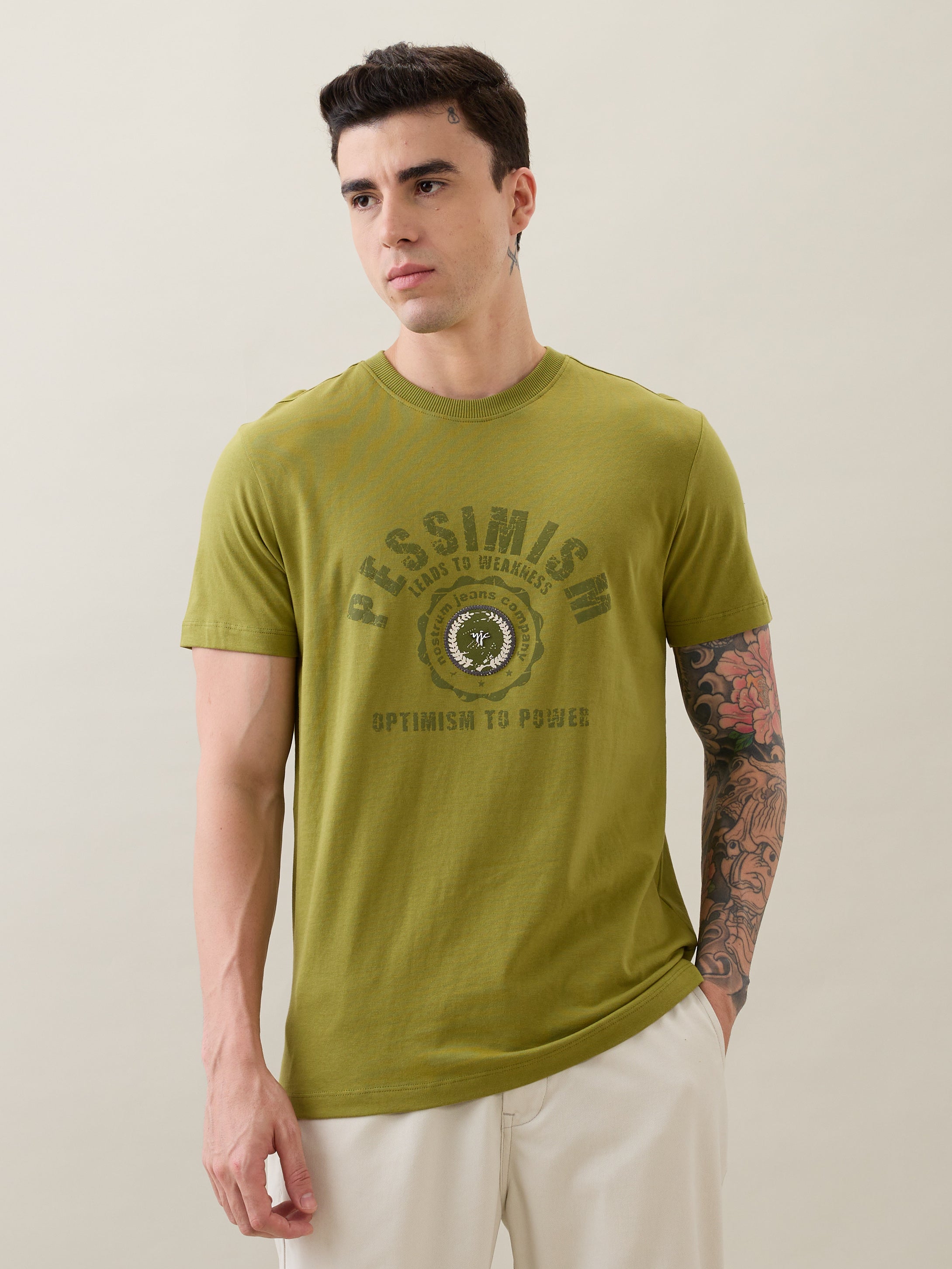 Glitch Printed T-Shirt: P.Green