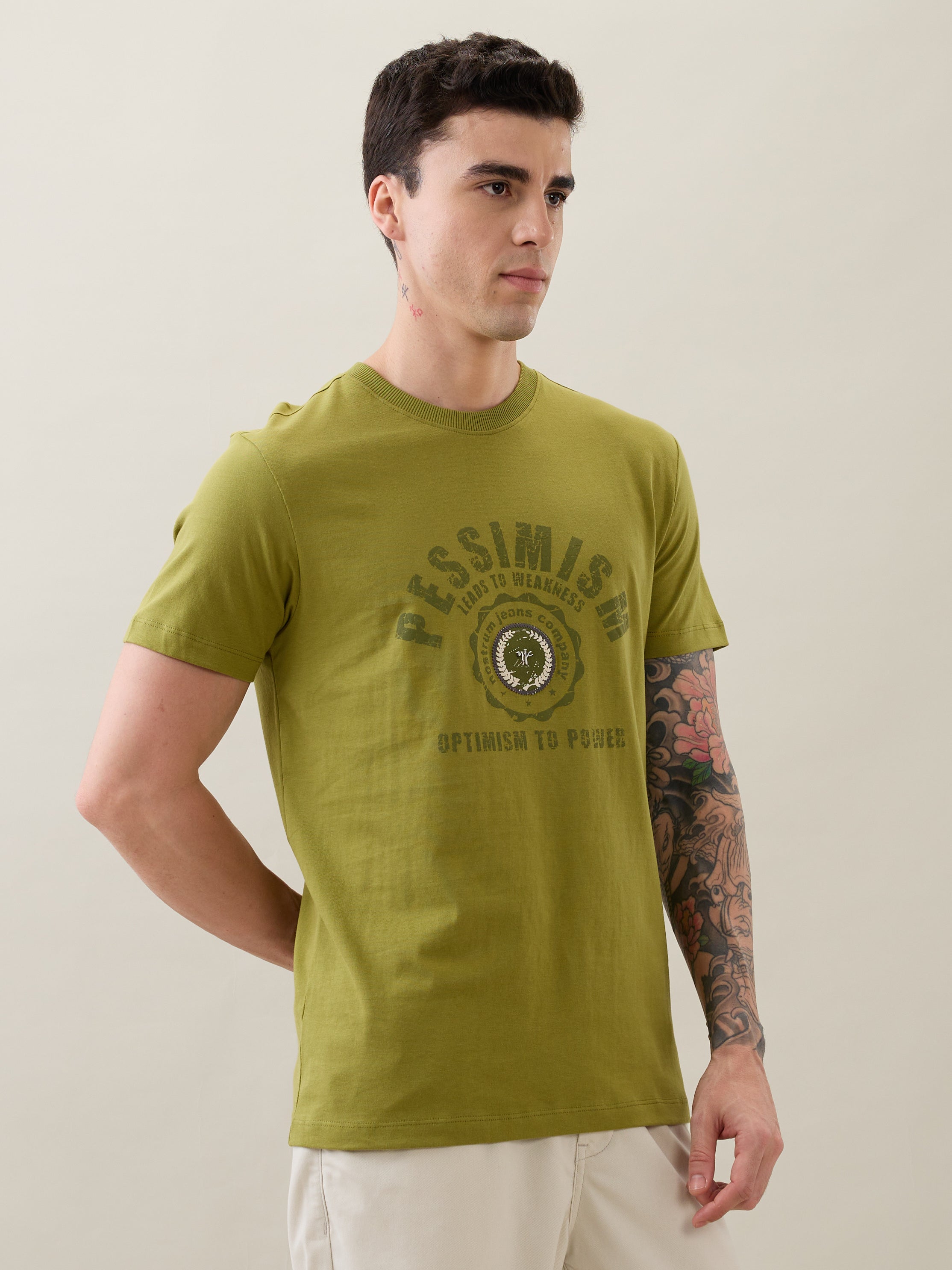 Glitch Printed T-Shirt: P.Green