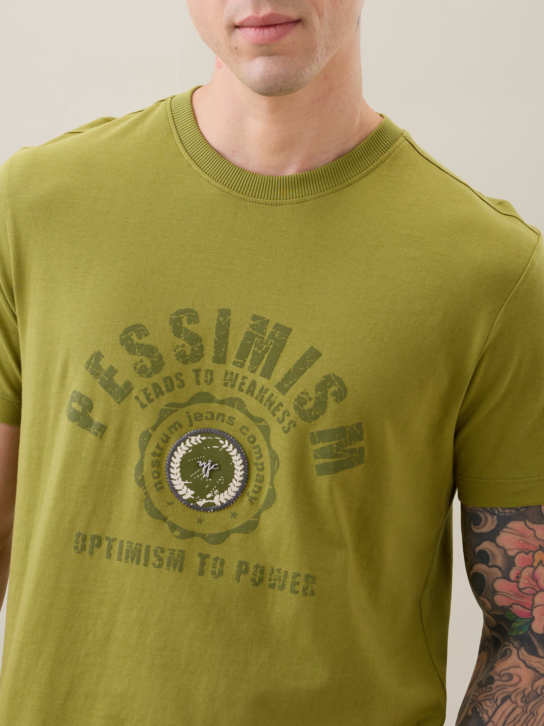 Glitch Printed T-Shirt: P.Green