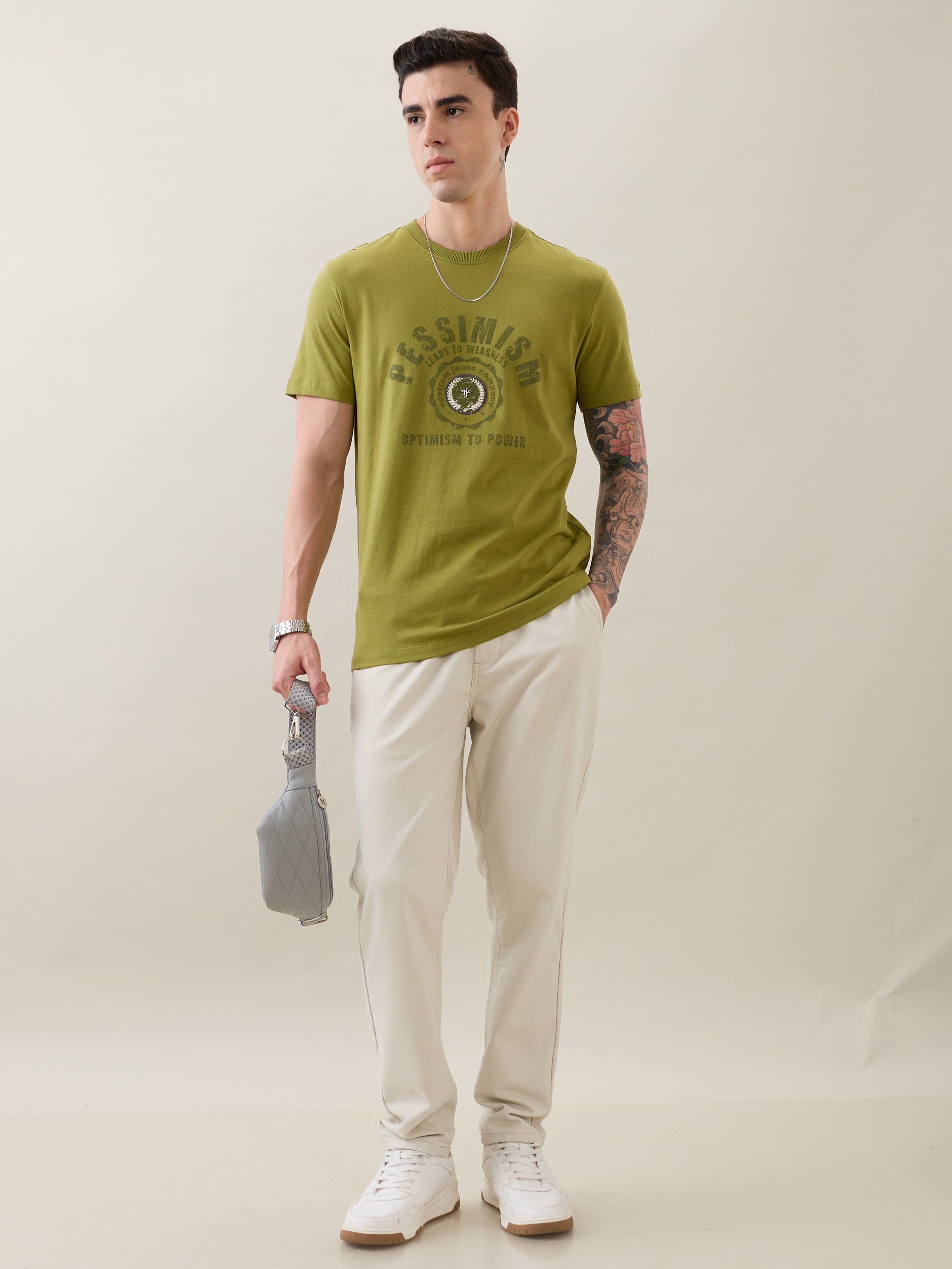 Glitch Printed T-Shirt: P.Green